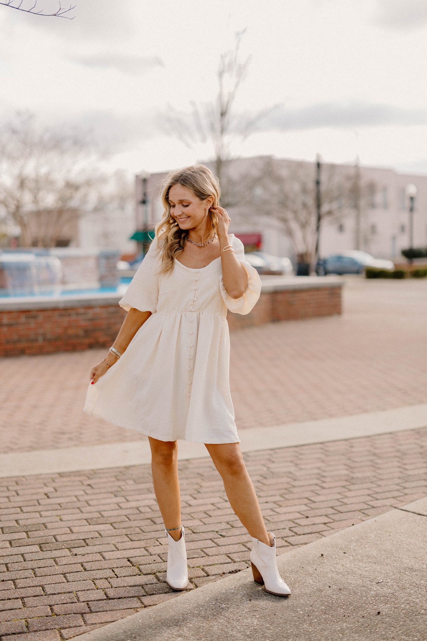 Ashlyn Button Detail Dress (S-3XL)