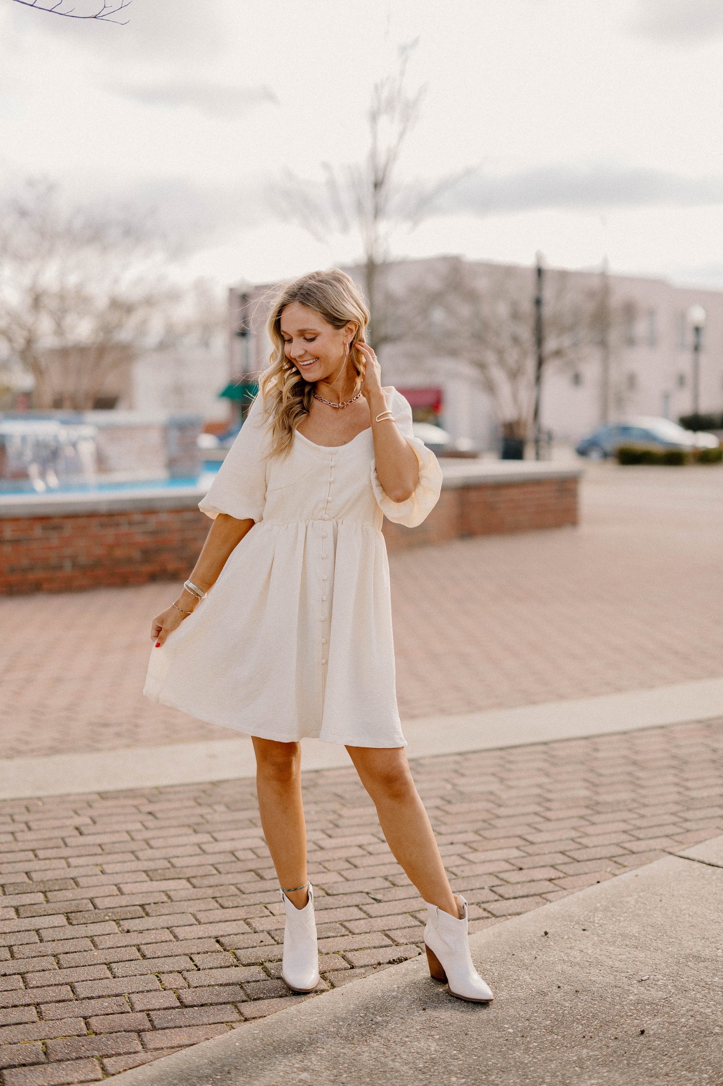 Ashlyn Button Detail Dress (S-3XL)
