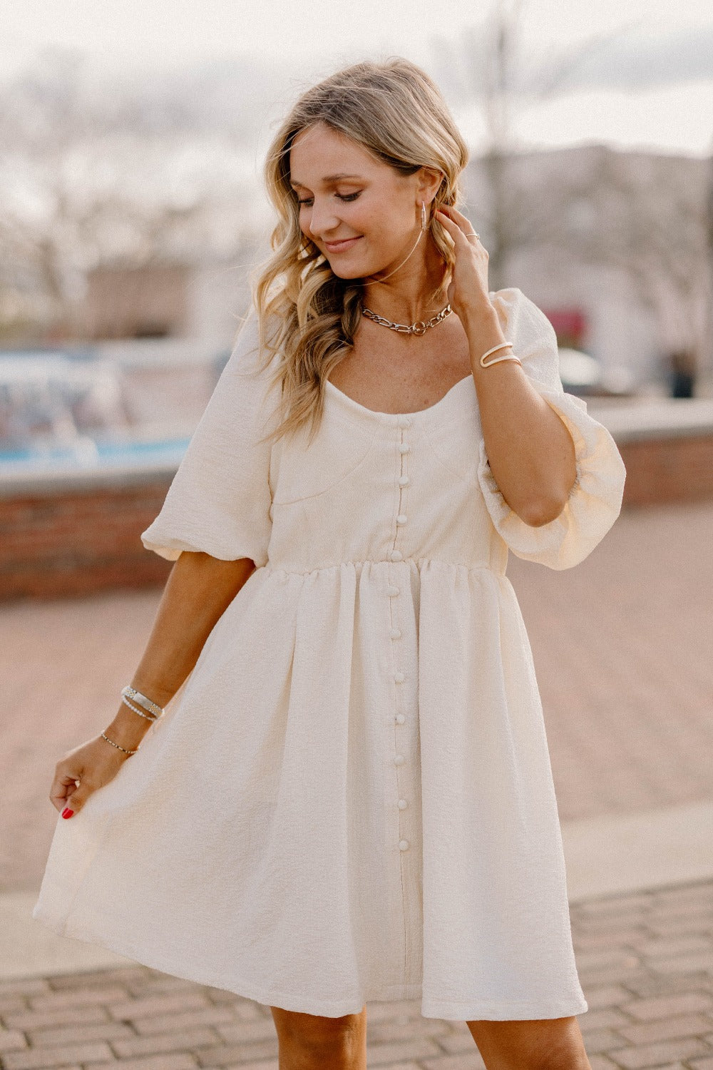 Ashlyn Button Detail Dress (S-3XL)