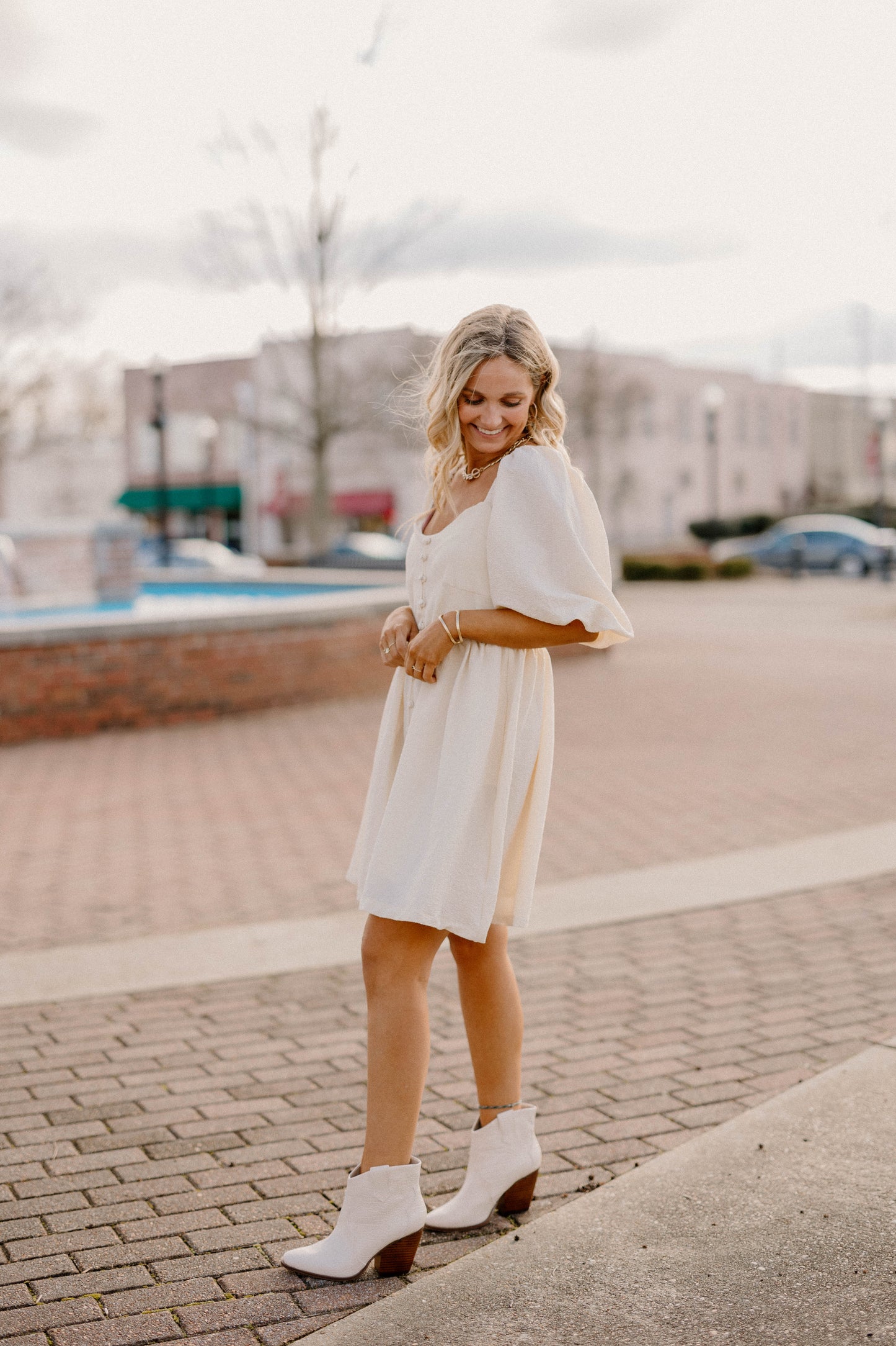 Ashlyn Button Detail Dress (S-3XL)