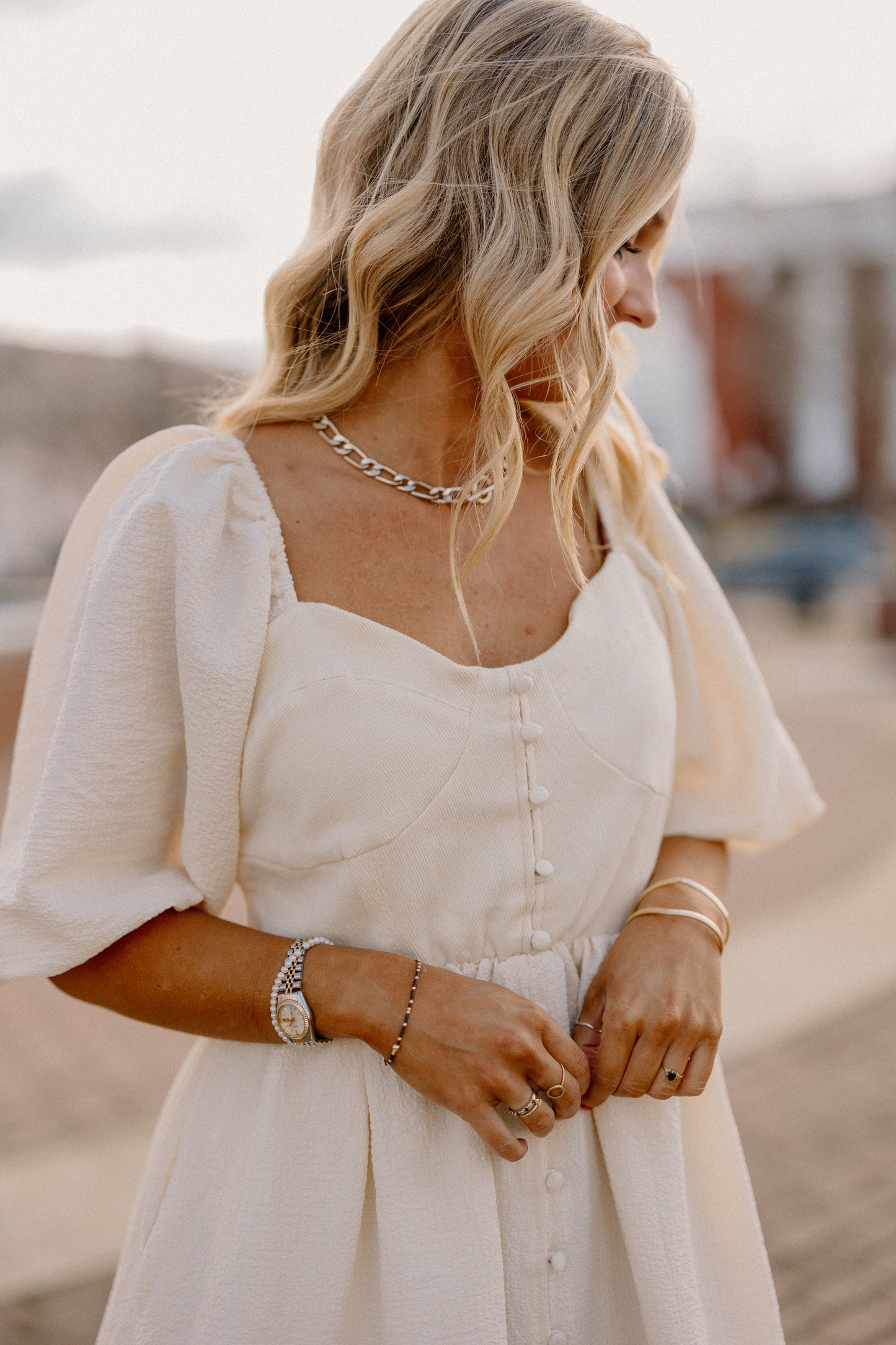 Ashlyn Button Detail Dress (S-3XL)