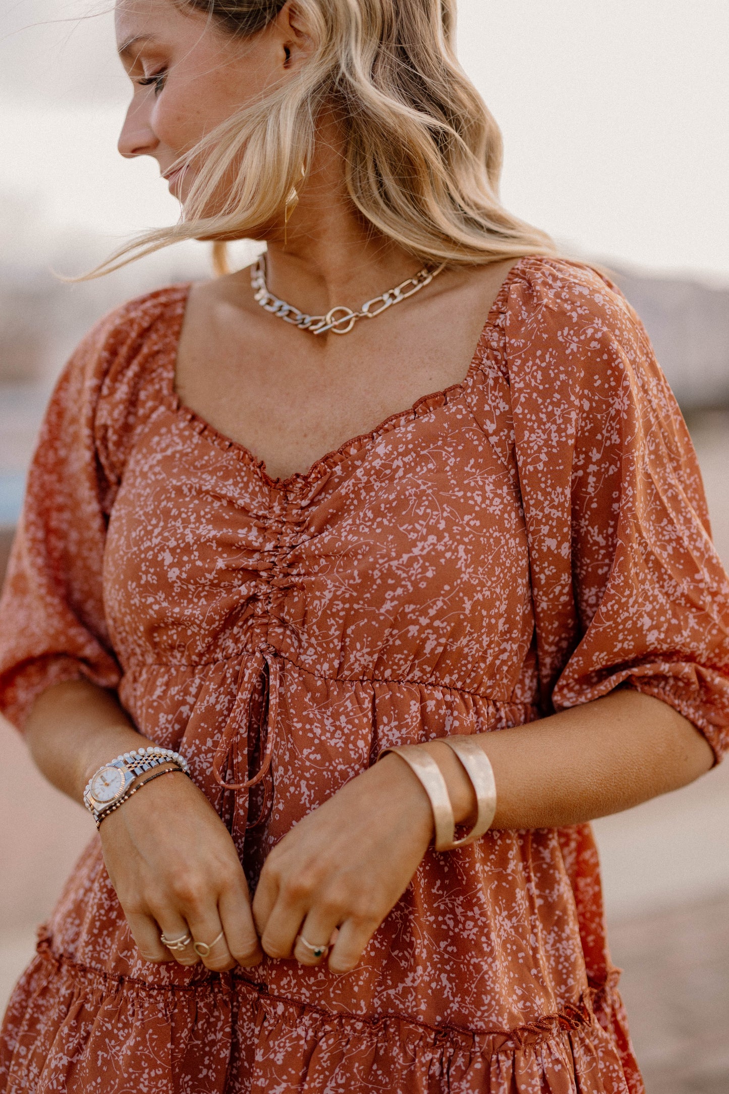 Emily Smocked Print Dress (S-3XL)