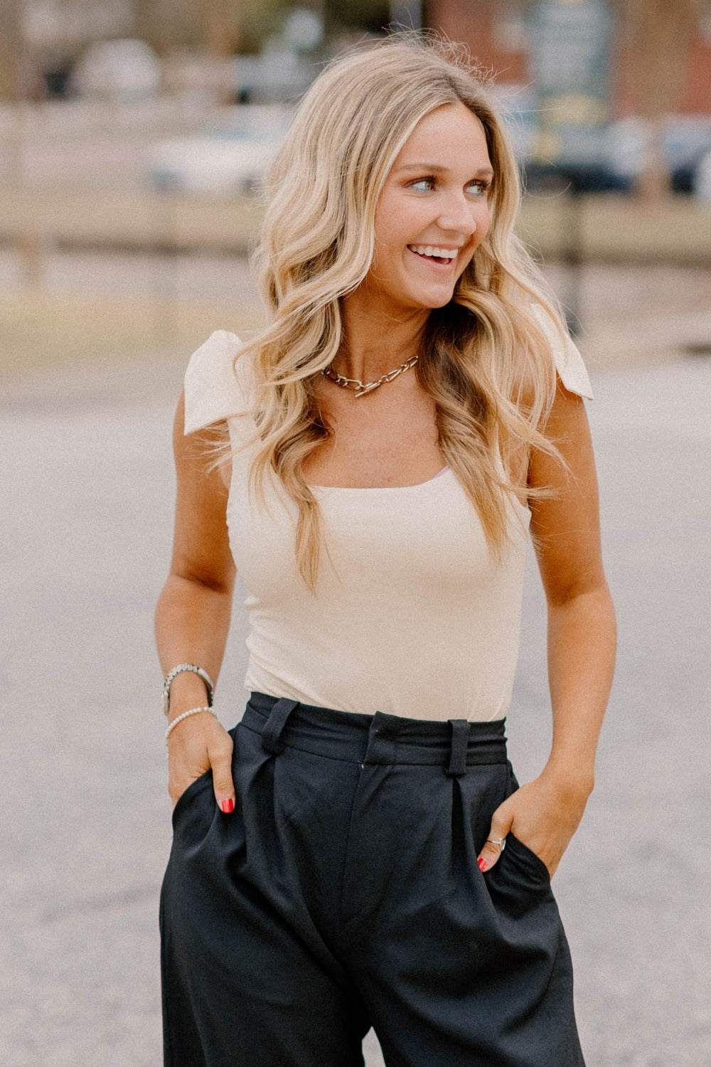 Melissa Sleeve Detail Bodysuit in Cream
