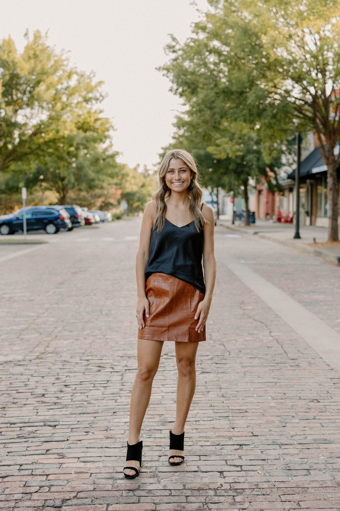 Cassie Silk Tank in Black