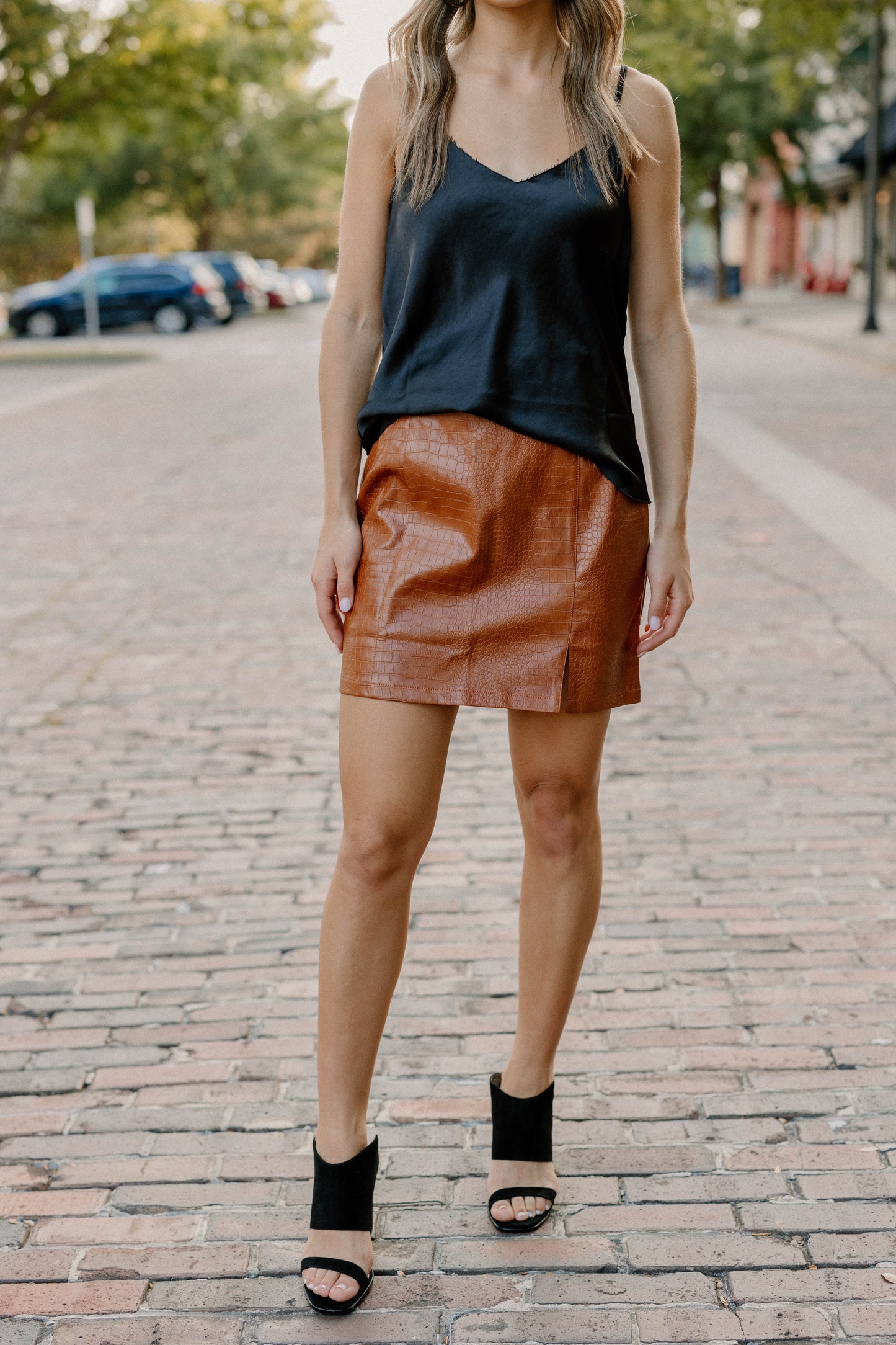 Cassie Silk Tank in Black