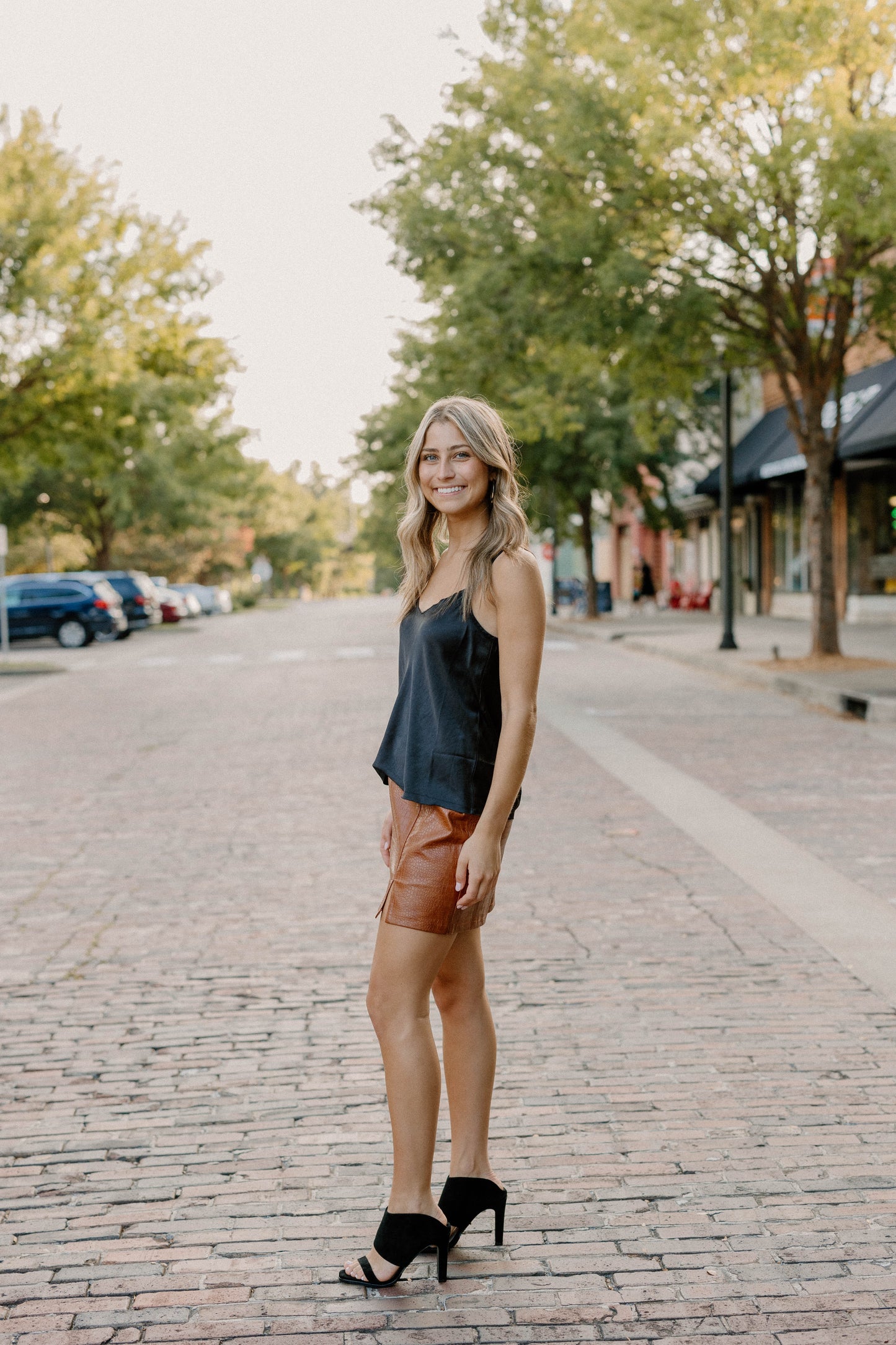 Cassie Silk Tank in Black