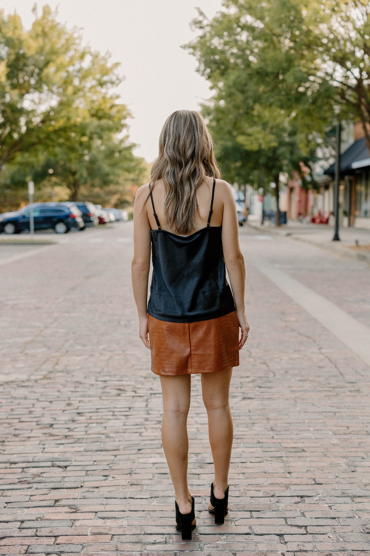 Cassie Silk Tank in Black