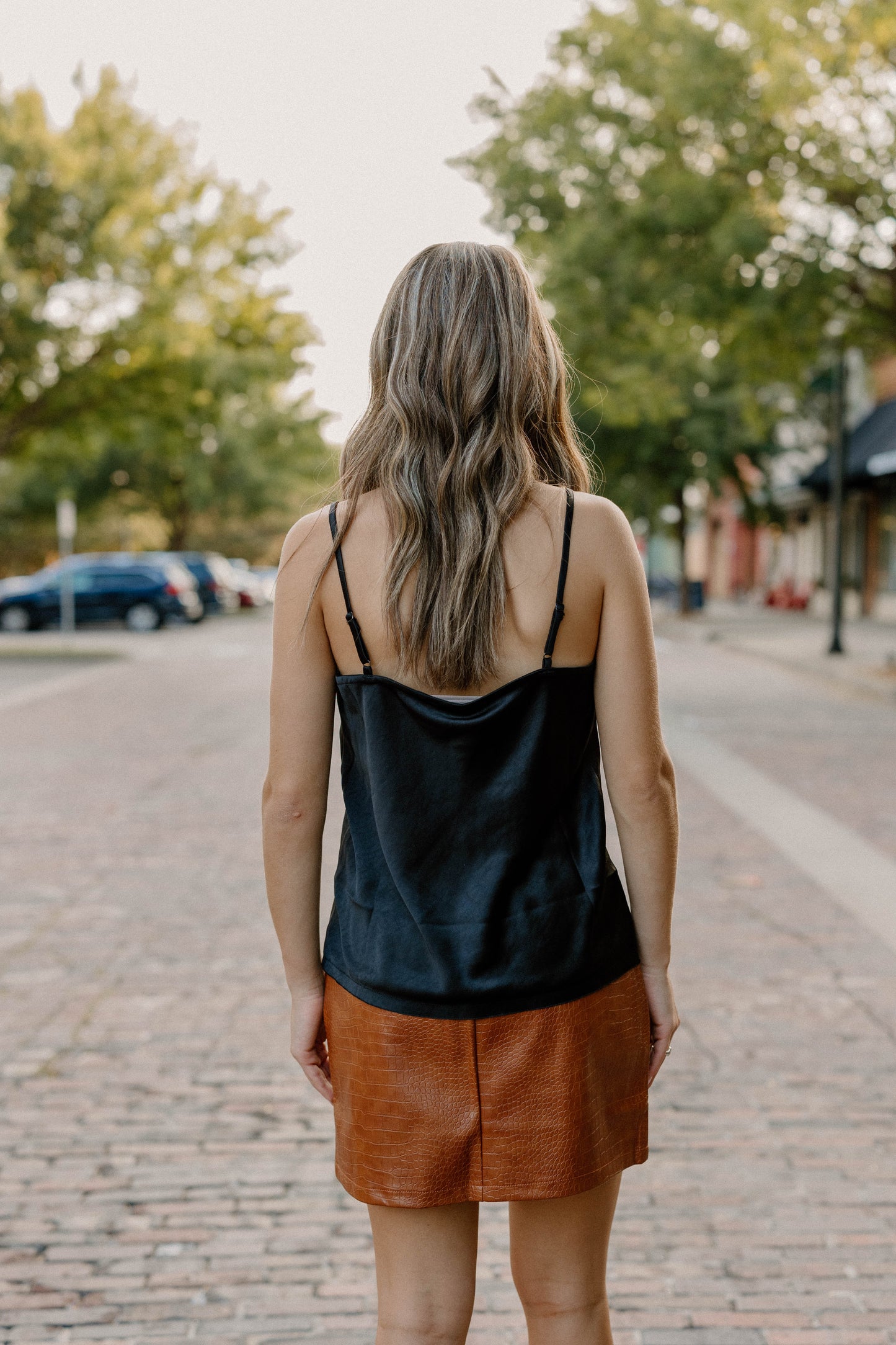 Cassie Silk Tank in Black