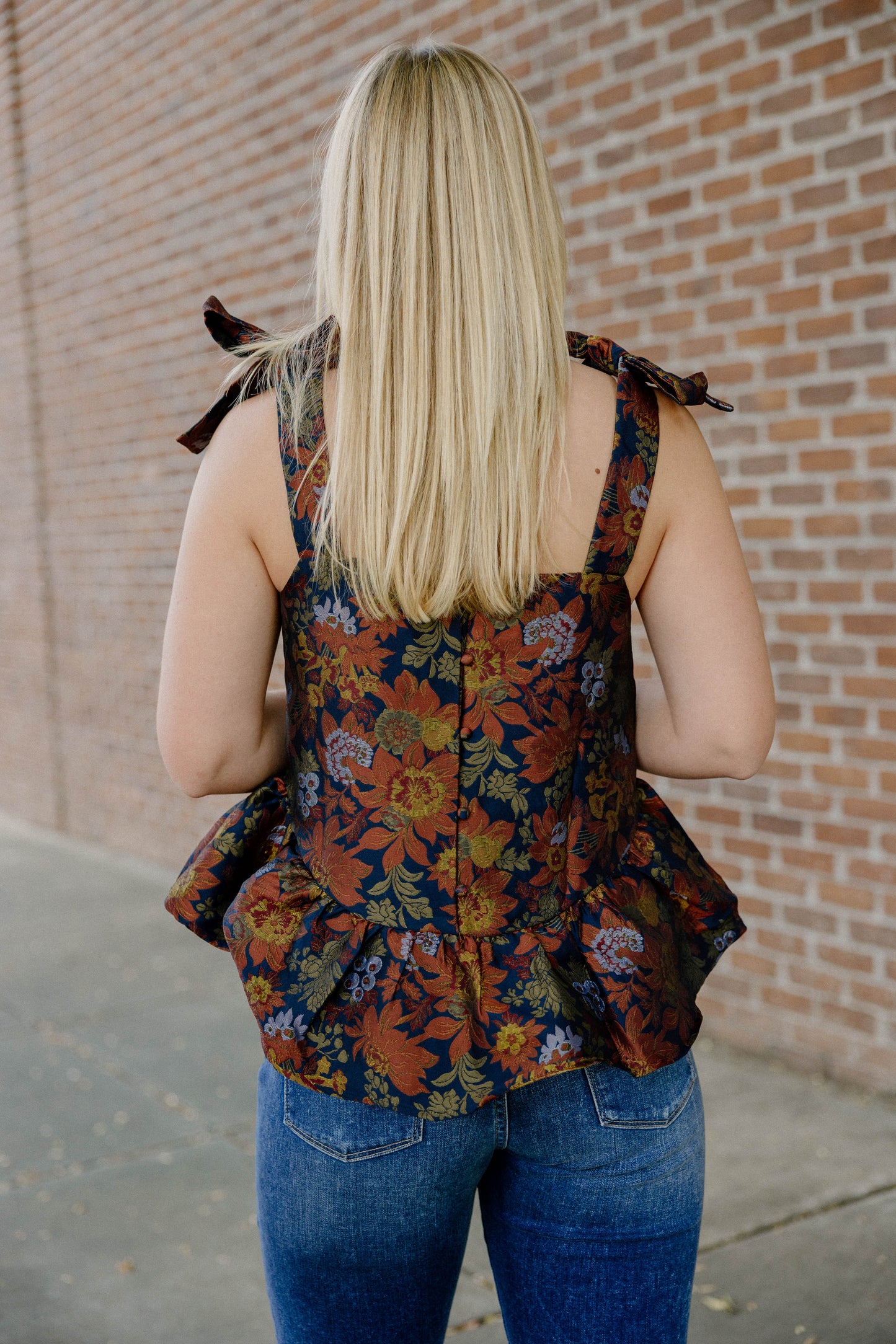 Kathleen Jacquard Peplum Top
