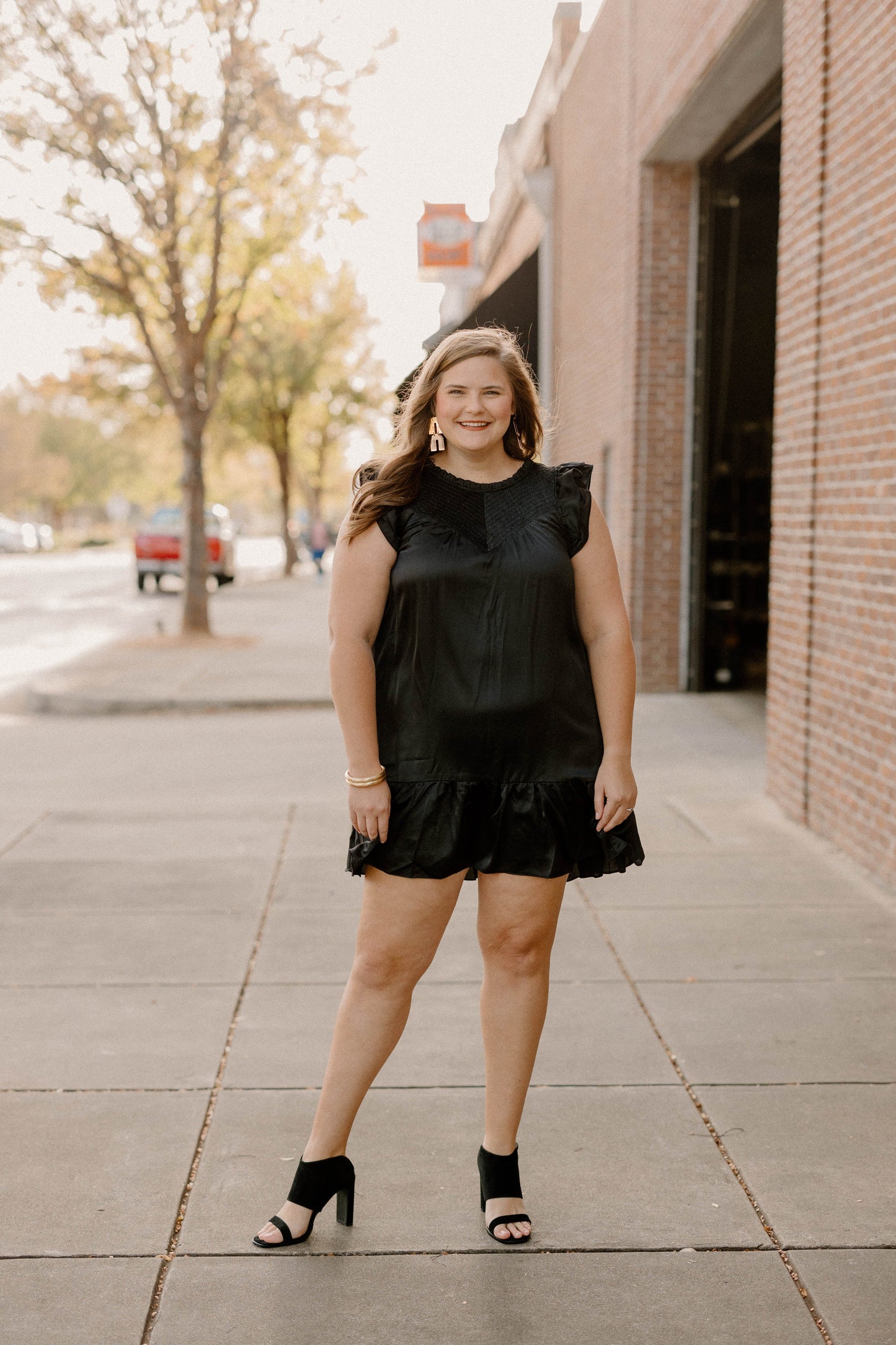 Anna Beth Black Sleeveless Smock Detail Dress (S-3XL)