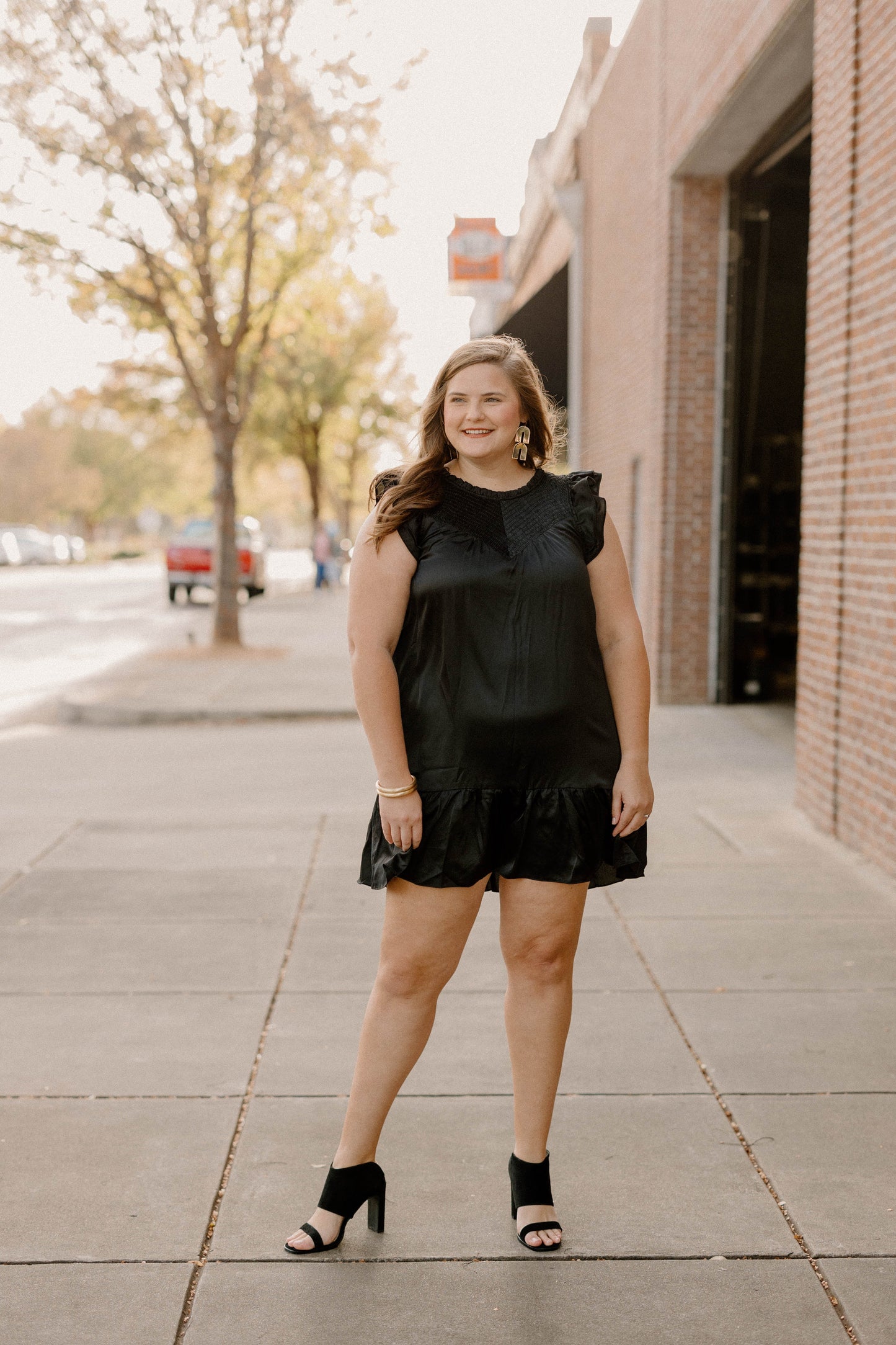 Anna Beth Black Sleeveless Smock Detail Dress (S-3XL)