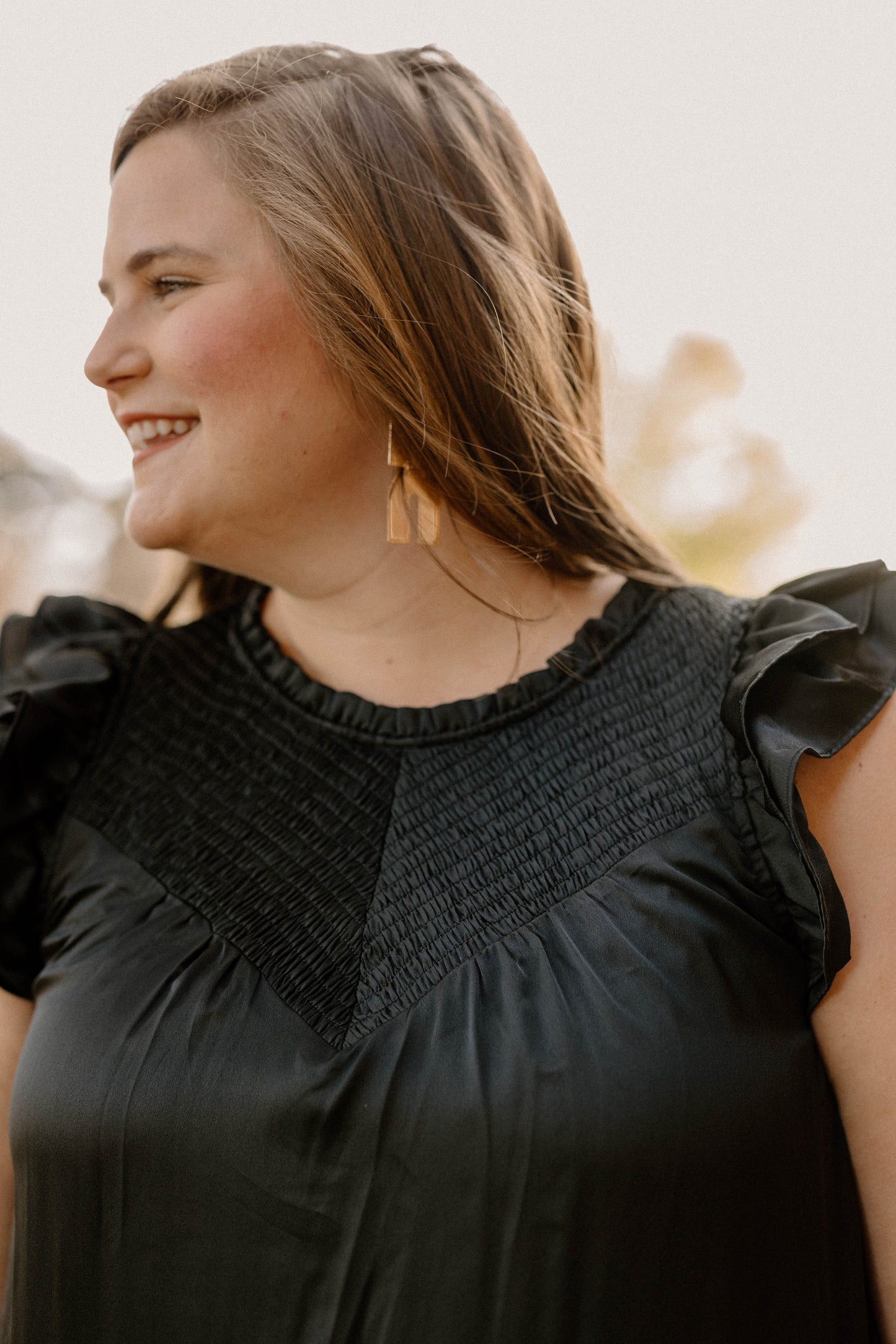 Anna Beth Black Sleeveless Smock Detail Dress (S-3XL)