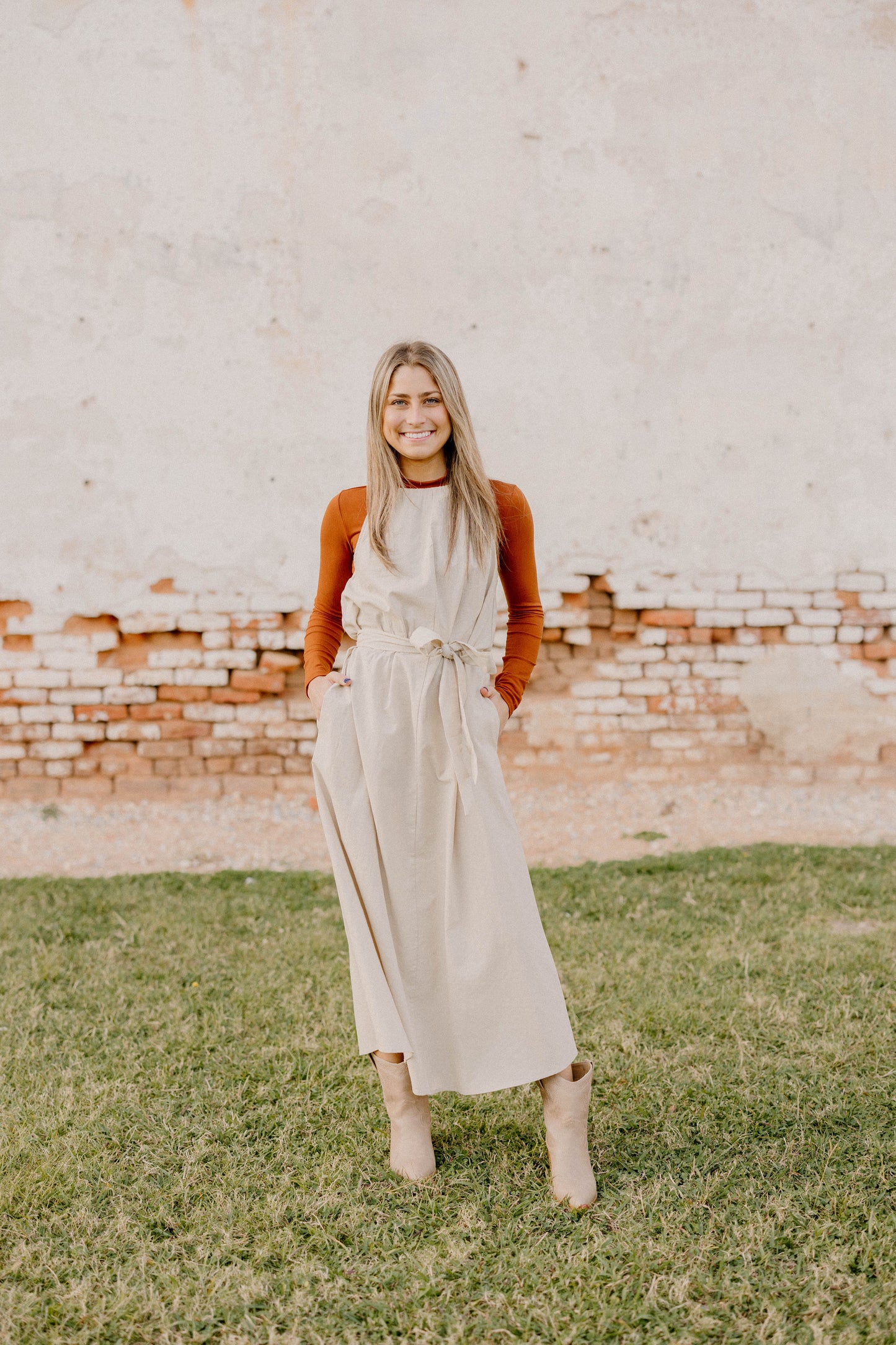 Amber Simple Taupe Midi Dress