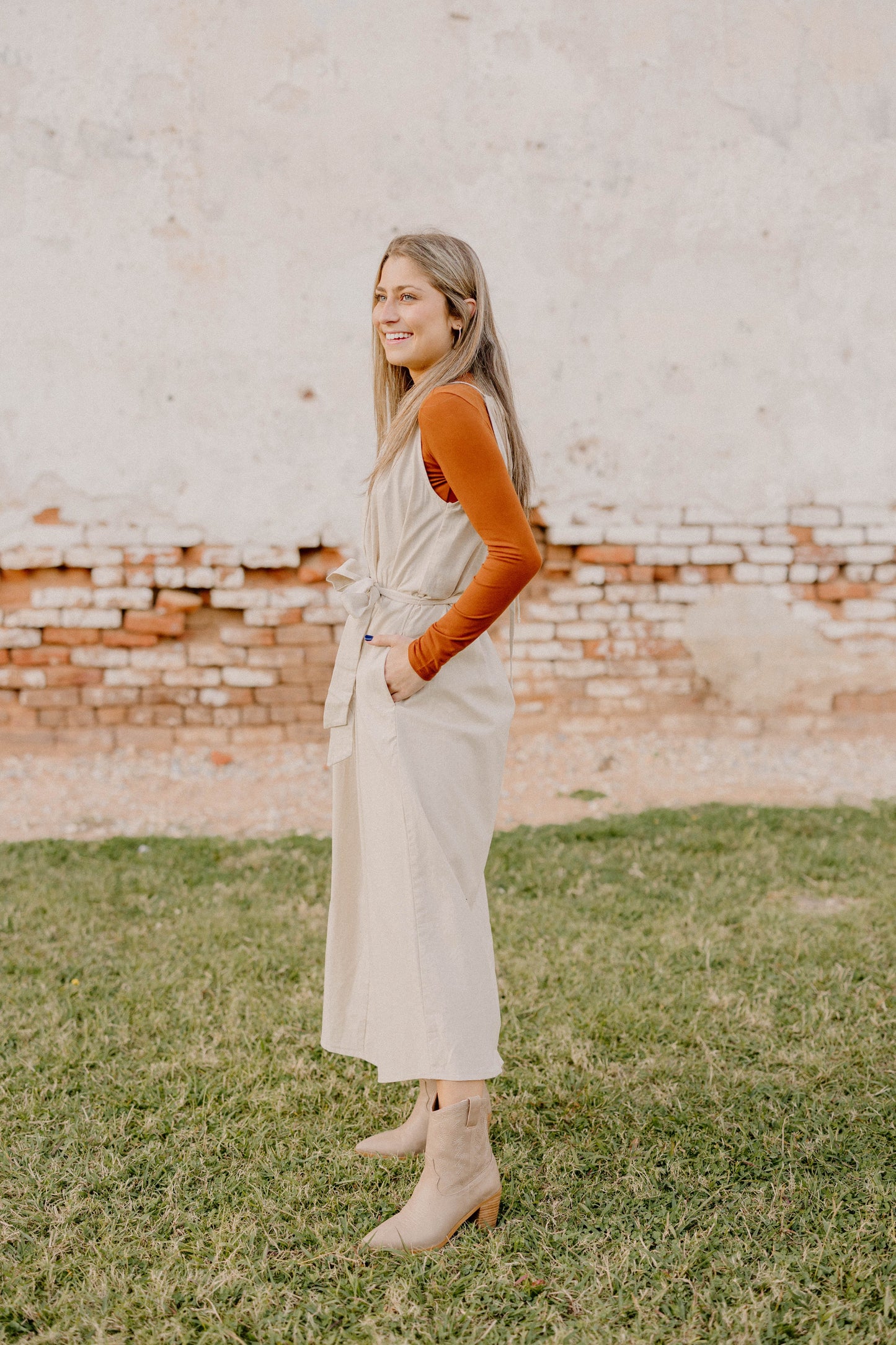 Amber Simple Taupe Midi Dress