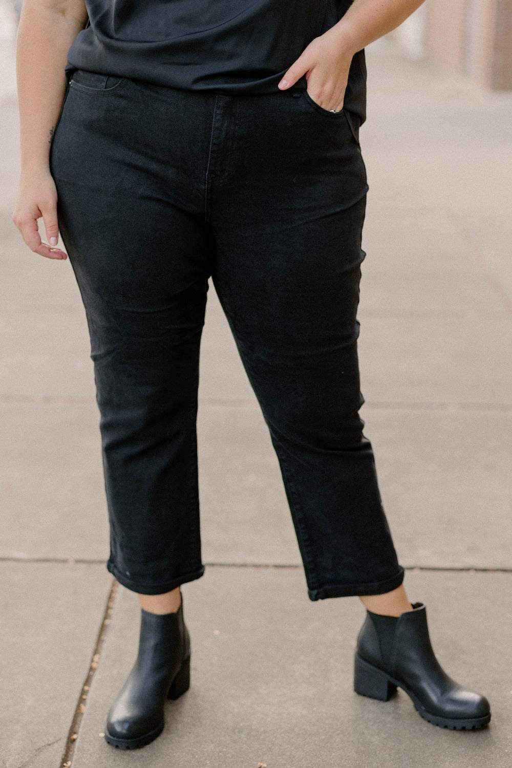Emberly High Rise Black Semi-Flare Denim Jeans