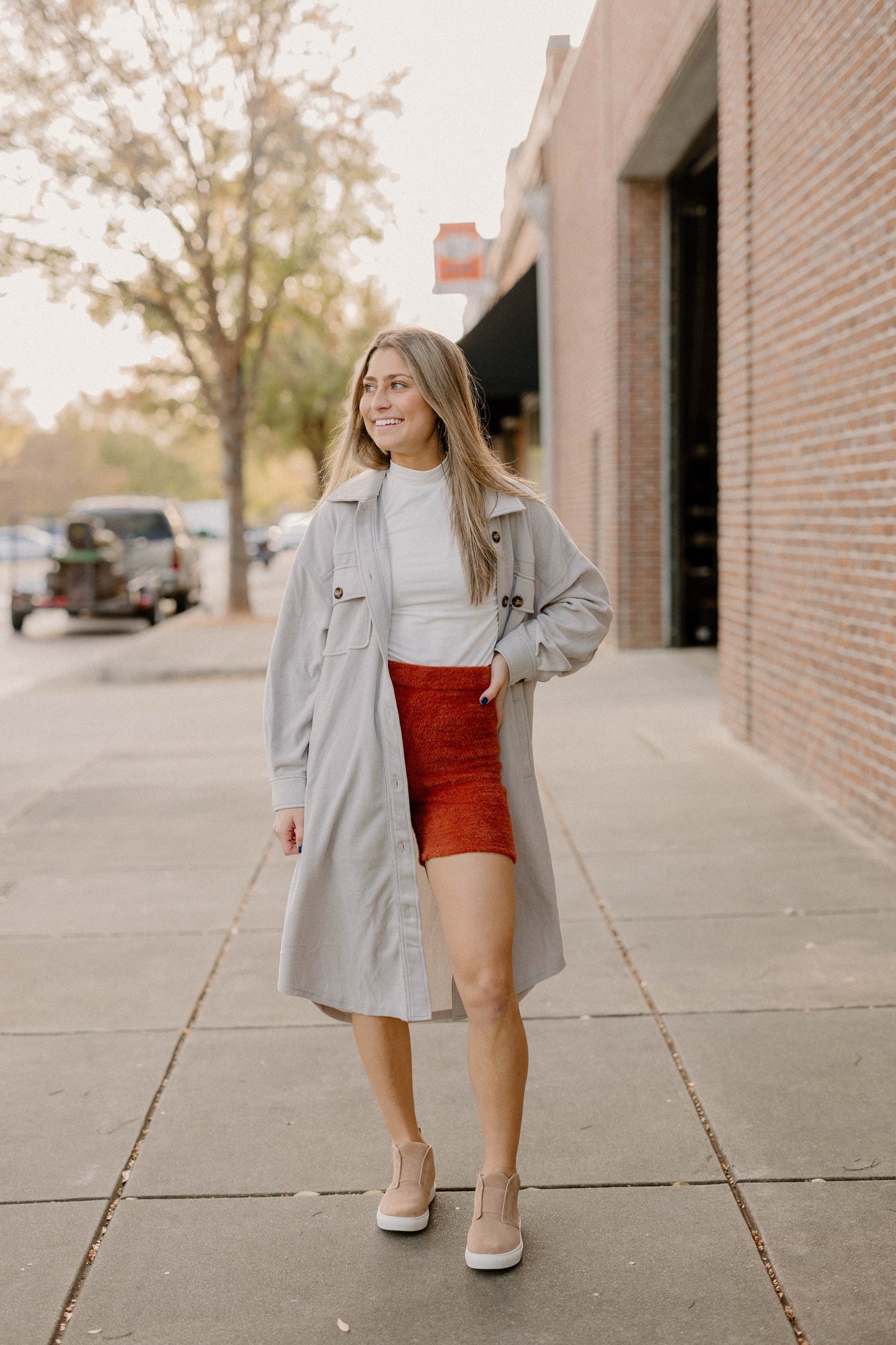Brittany Rust Textured Biker Shorts (XS-3XL)