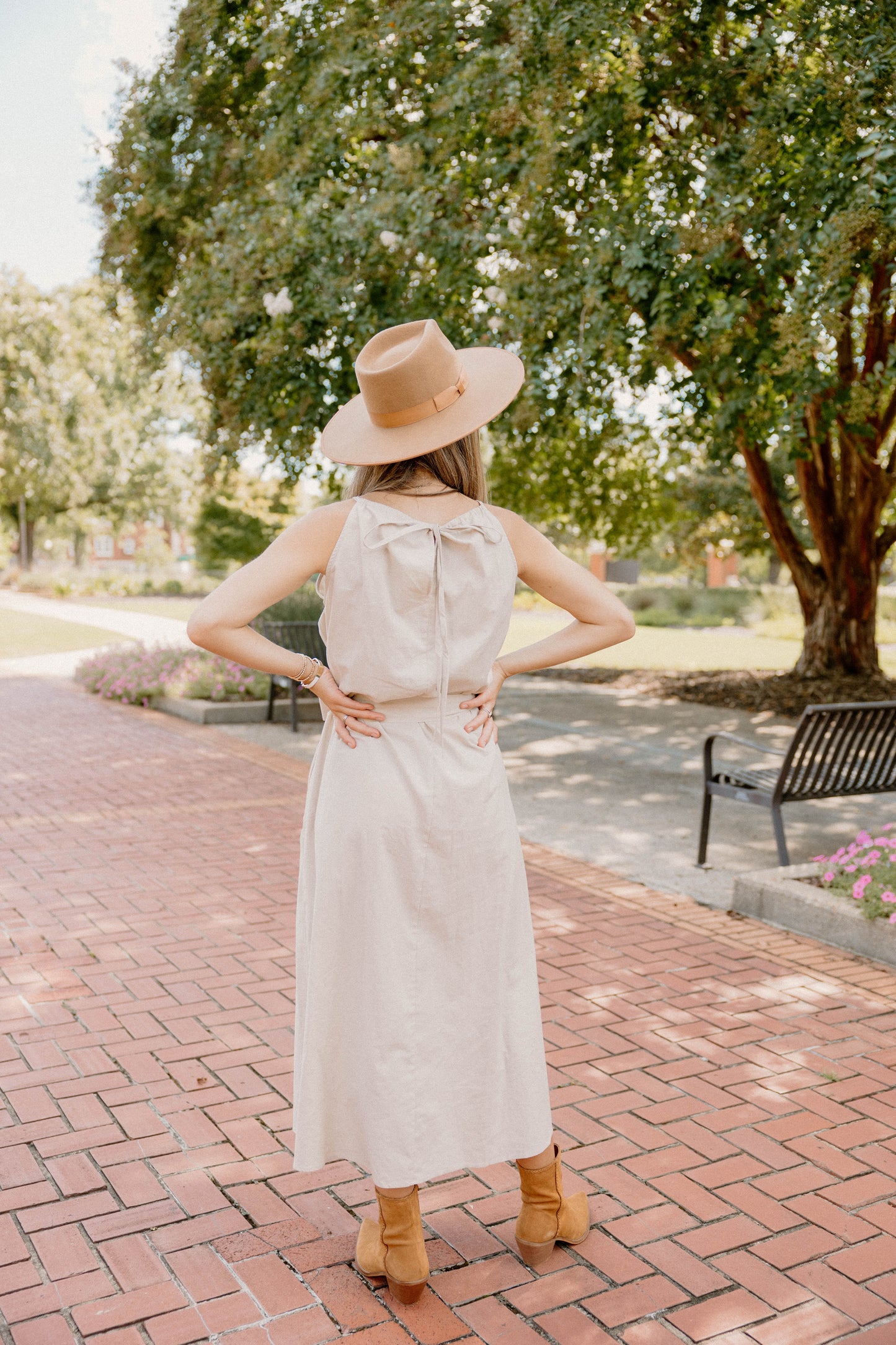 Amber Simple Taupe Midi Dress
