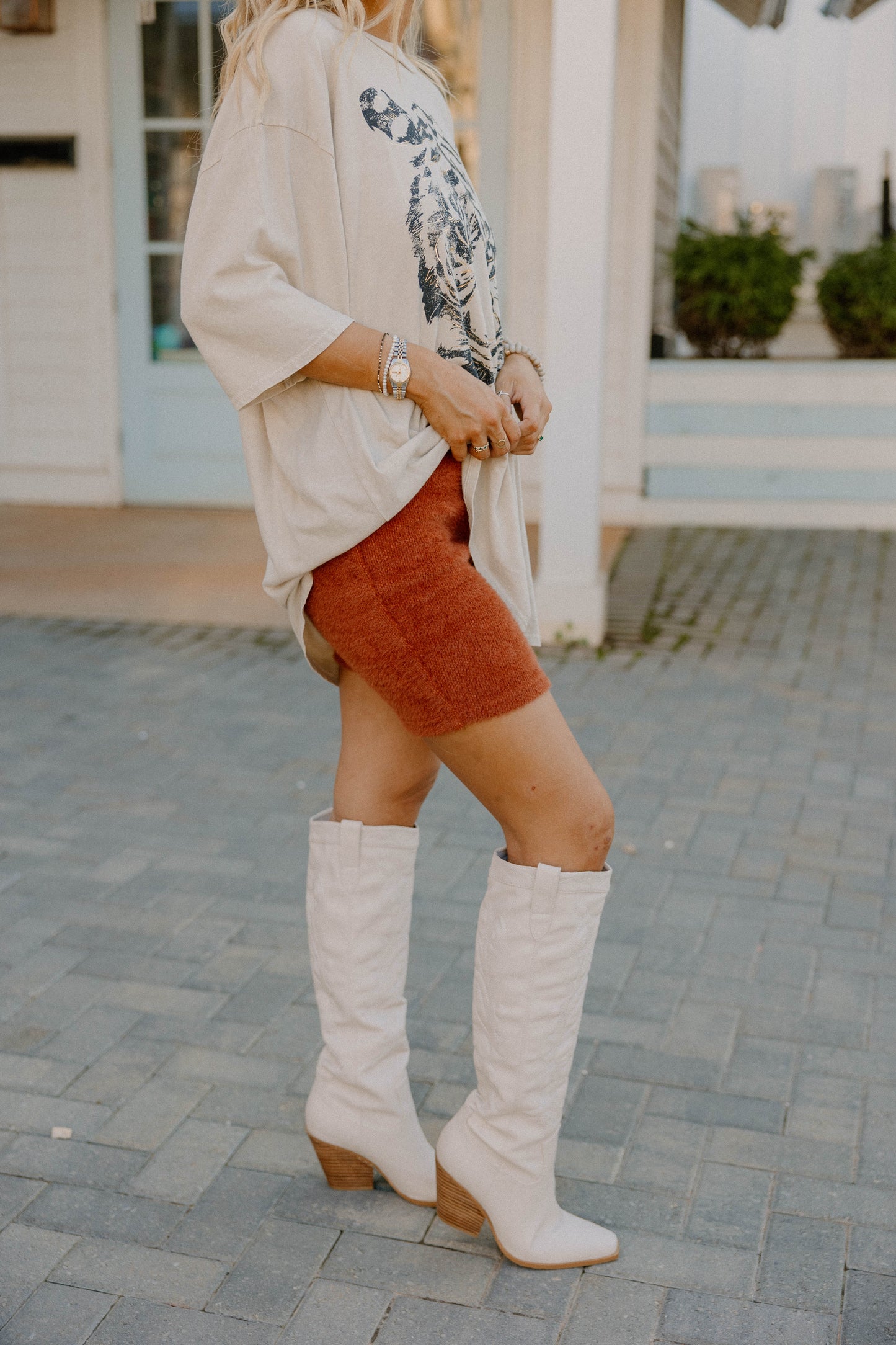 Brittany Rust Textured Biker Shorts (XS-3XL)