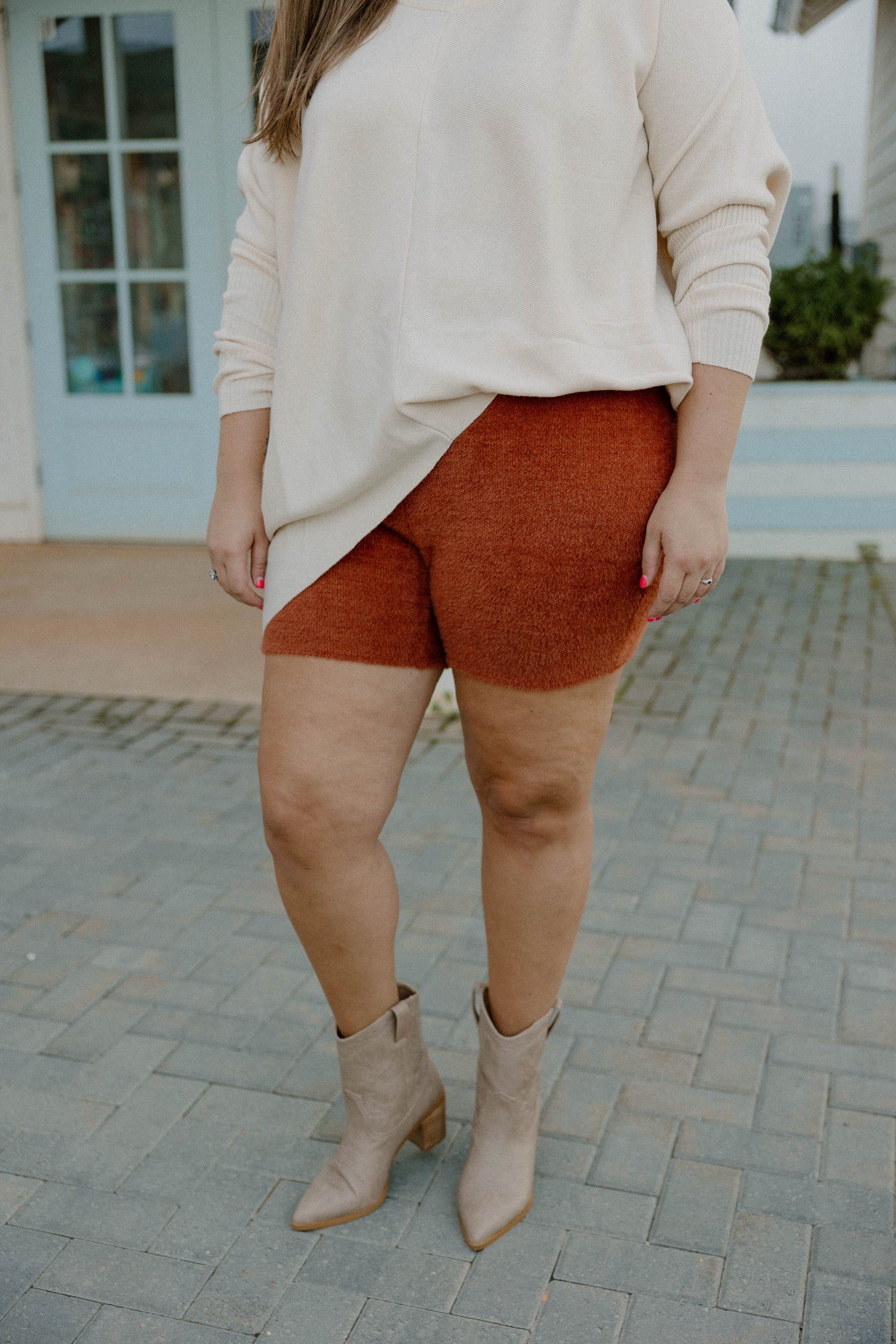Brittany Rust Textured Biker Shorts (XS-3XL)