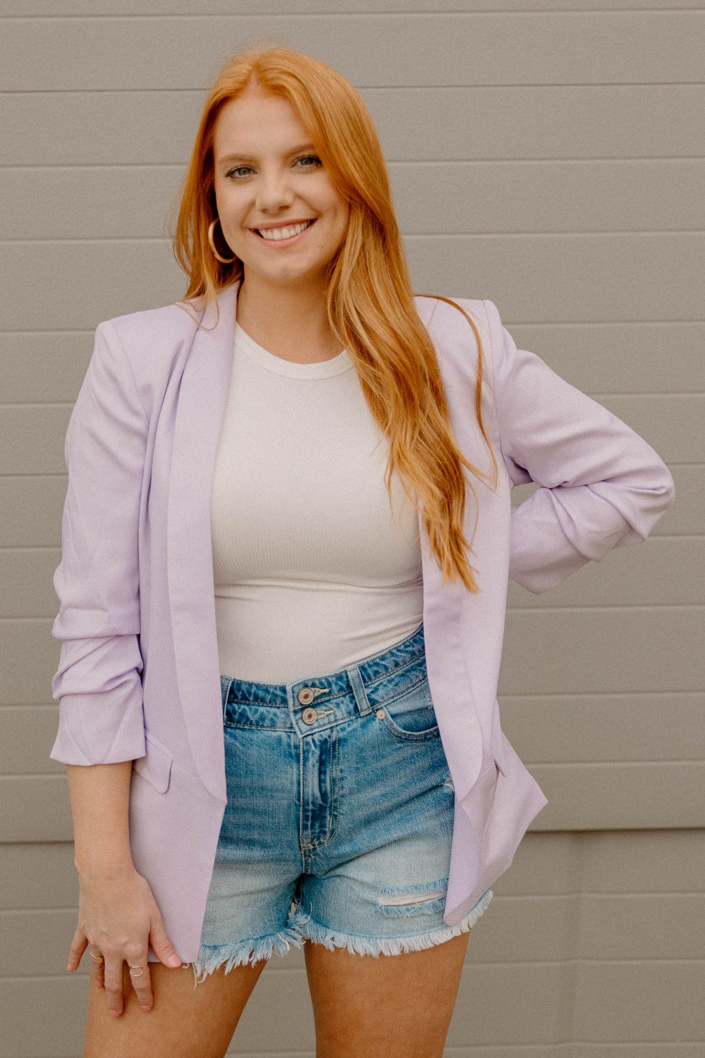 Maggie Open Front Blazer in Lavender (S-3XL)