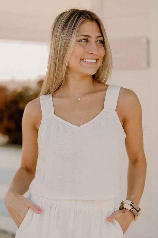 Grayson Gauze Tank in Taupe