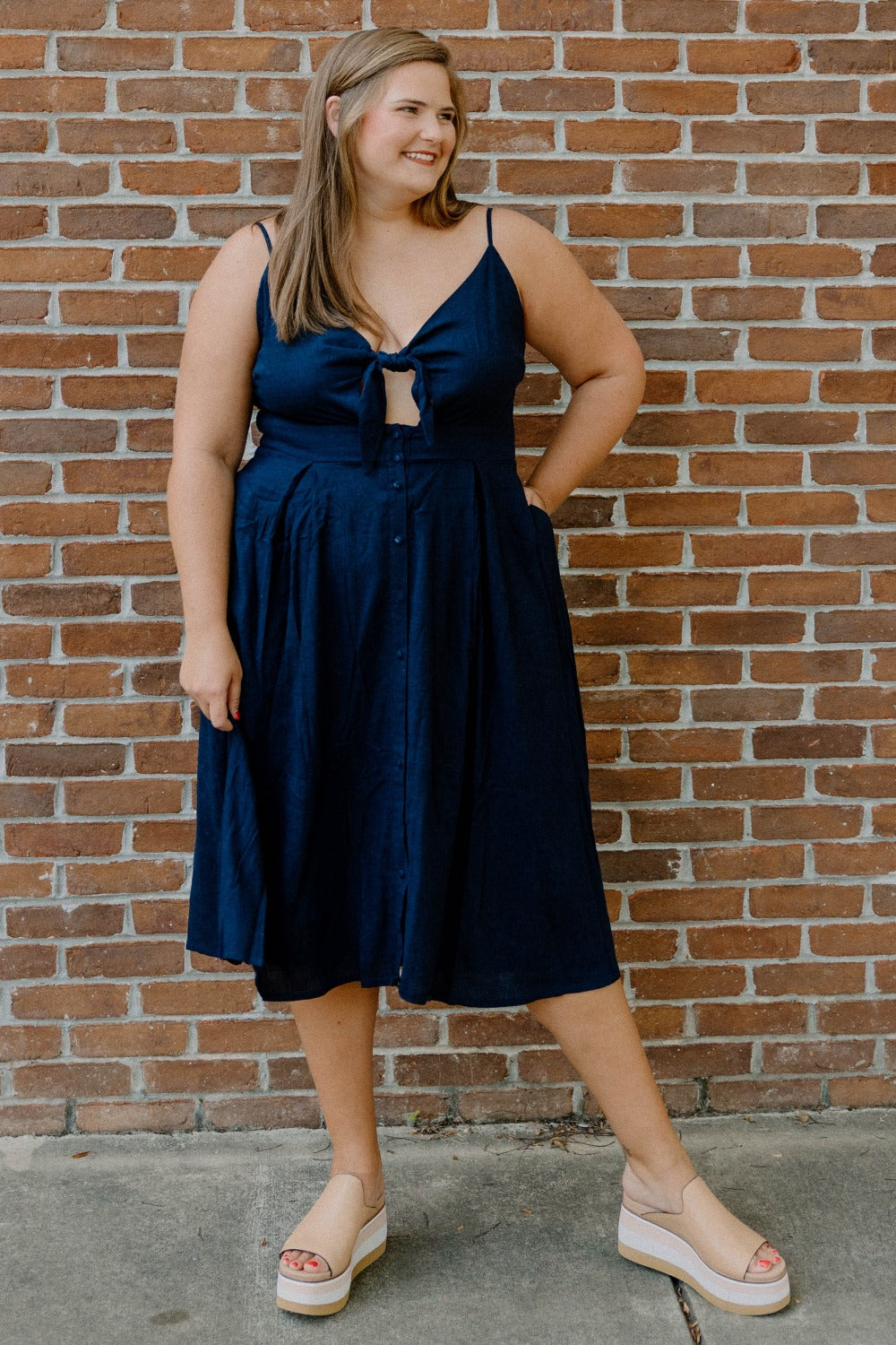 Ashley Navy Midi Dress