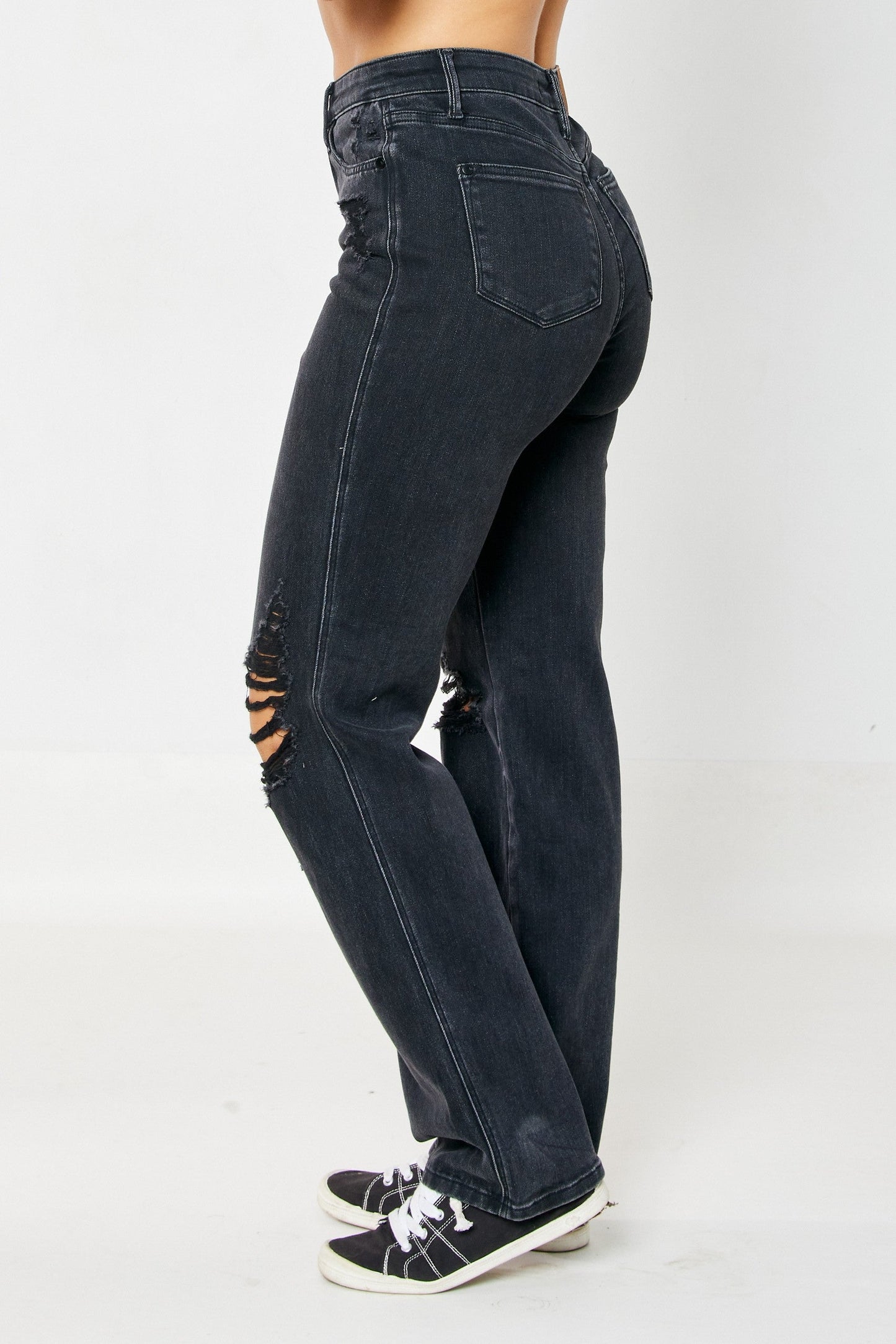 High Waist Rigid 90s Style Black Denim Jeans by Judy Blue