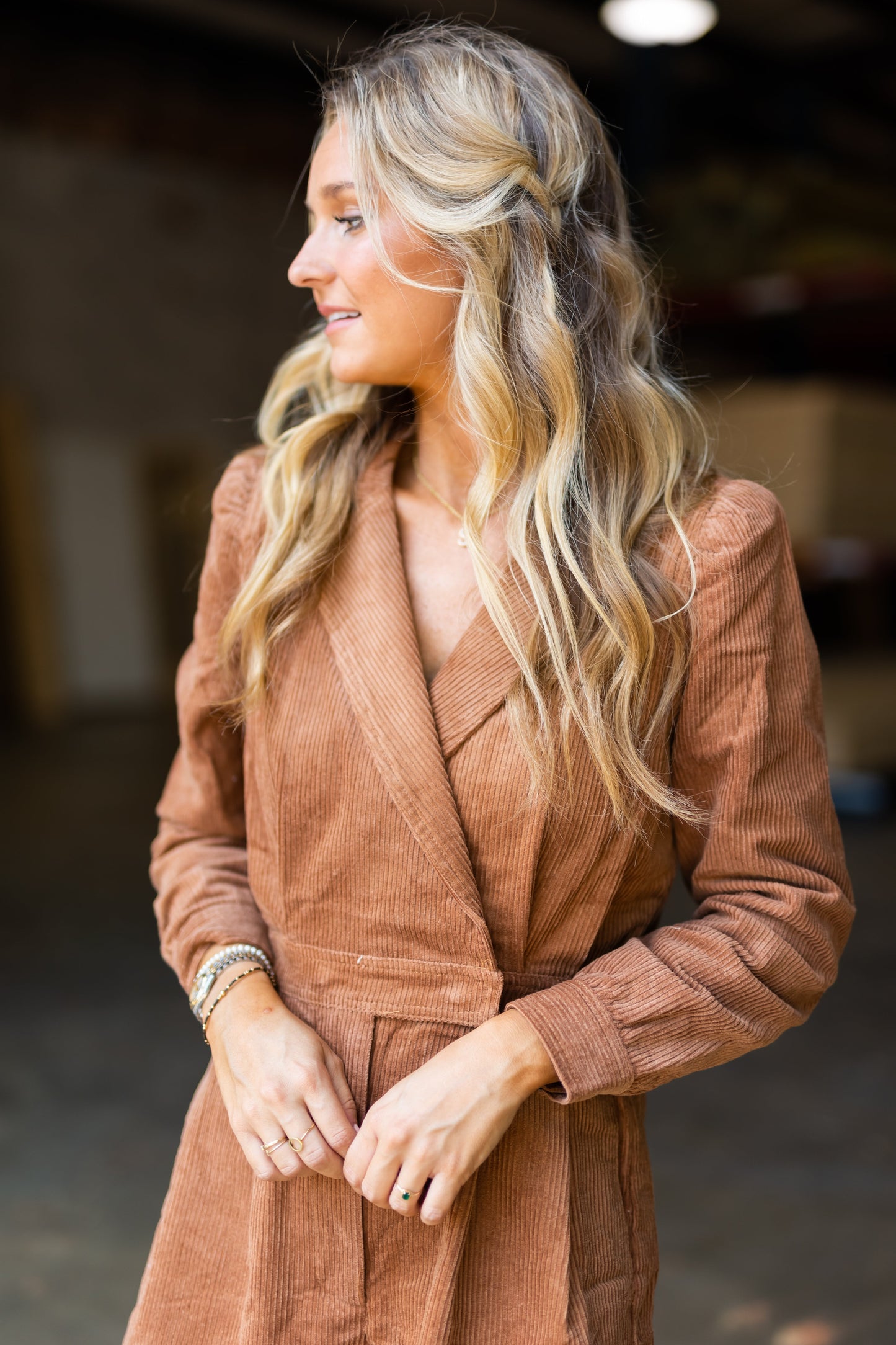 Morgan Rust Collared Corduroy Romper
