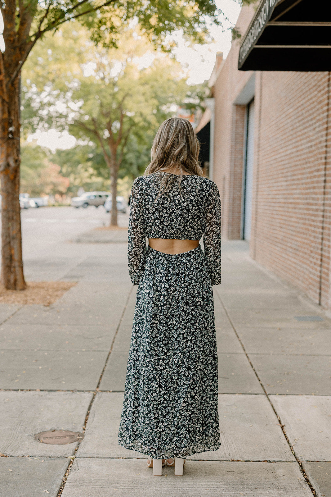 Lori Fall Floral Cut Out Maxi Dress