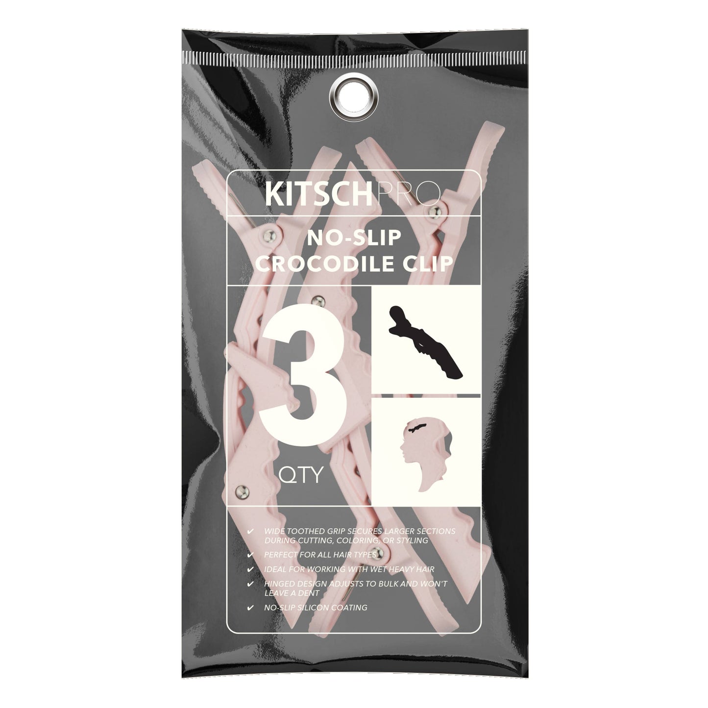 KITSCH - No Slip Crocodile Clip 3pc - Blush