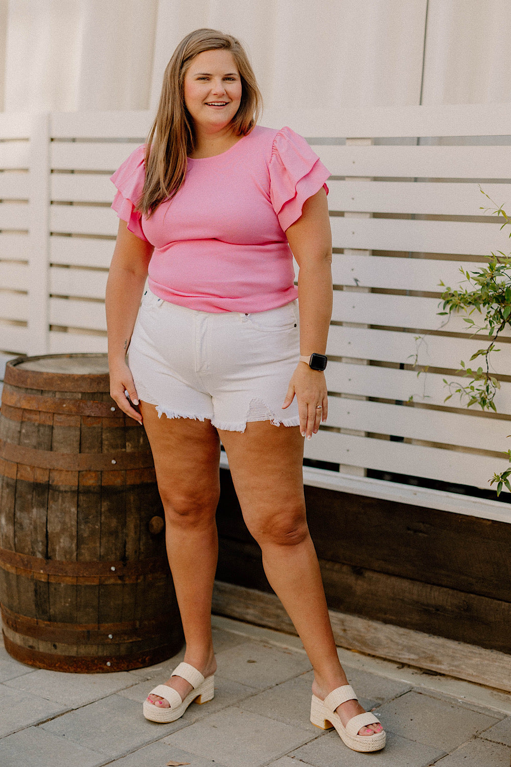 Maddie Statement Sleeve Bodysuit in Pink