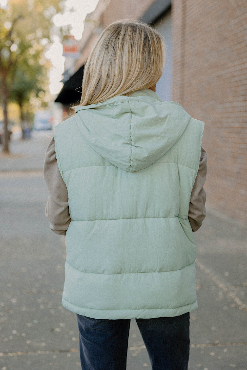 Melissa Oversized Puff Vest in Seafoam