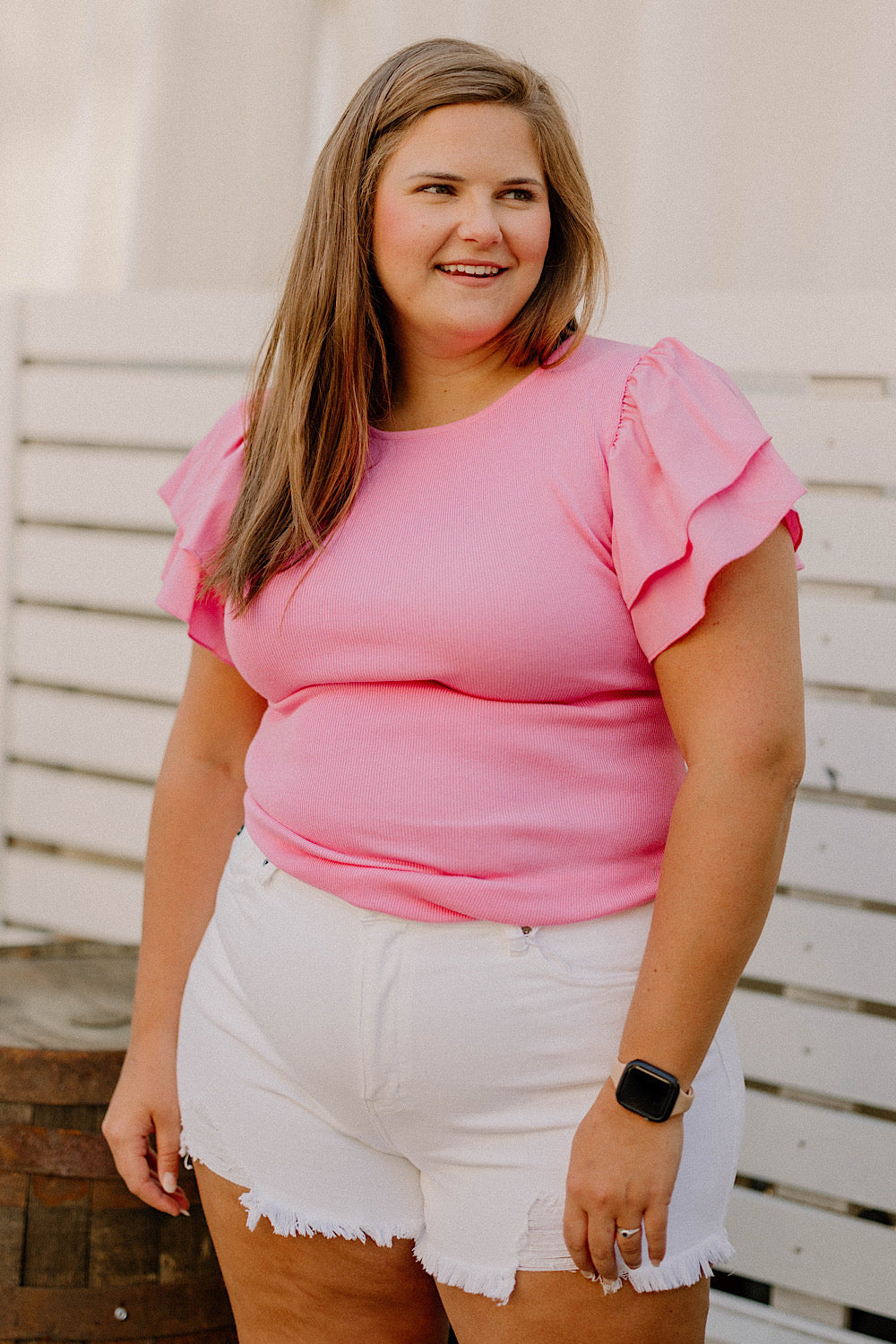 Maddie Statement Sleeve Bodysuit in Pink