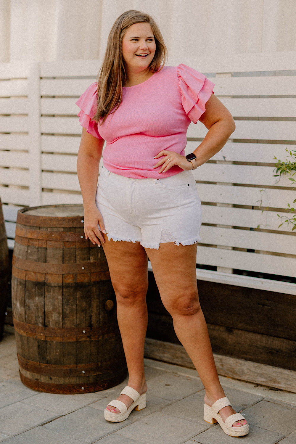 Maddie Statement Sleeve Bodysuit in Pink