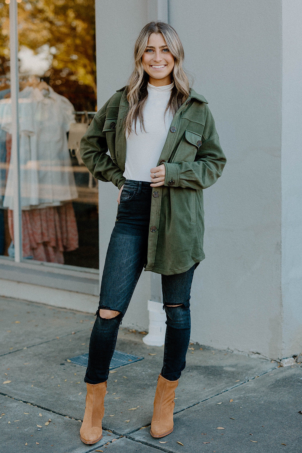 Victoria Olive Shacket (Sizes S-3XL)