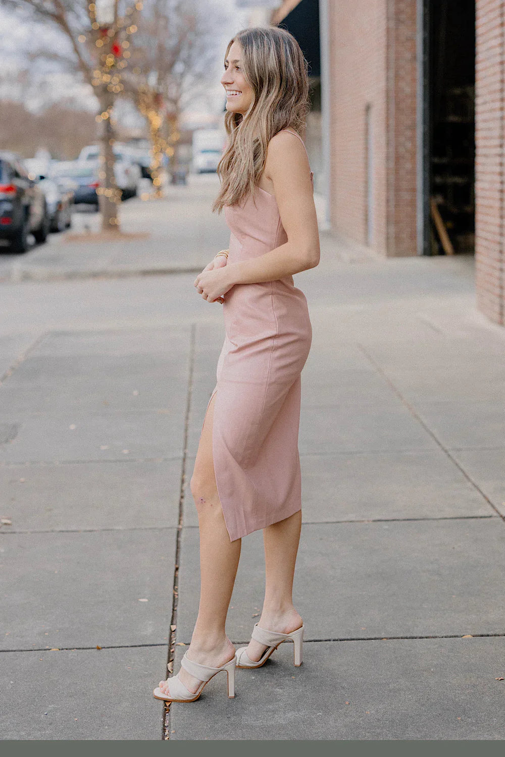 Kelsey Pink Suede Midi