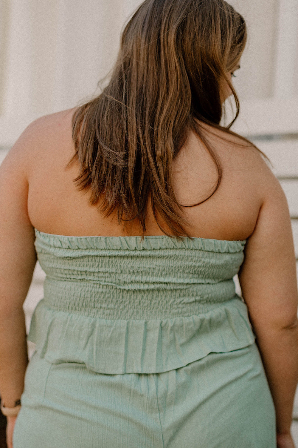 Laura Smocked Linen Top in Sage by Bali Lane (Sizes S-3XL)