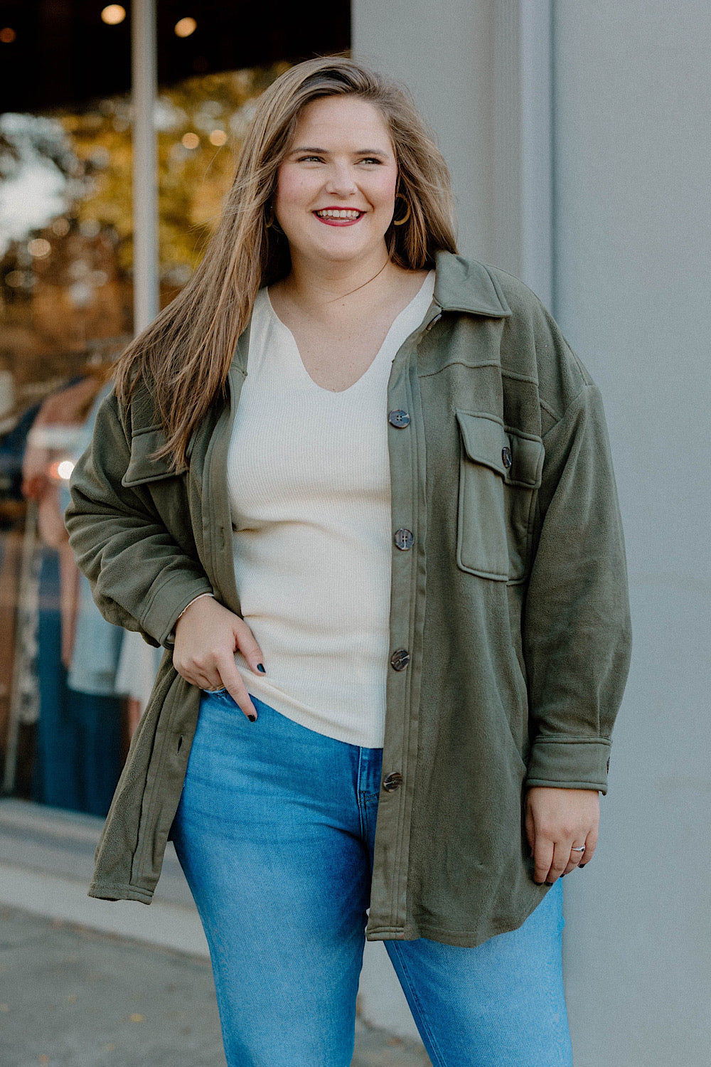 Victoria Olive Shacket (Sizes S-3XL)