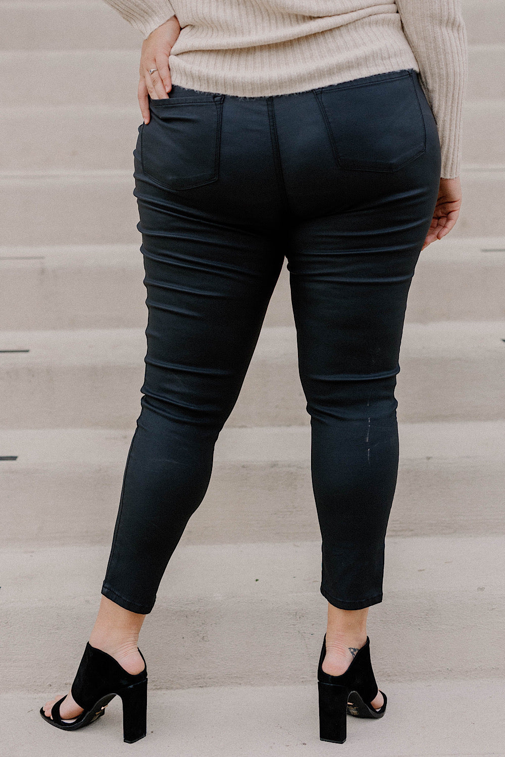 Autumn High Rise Faux Leather Ankle Pants by KanCan in (Sizes 2-22)