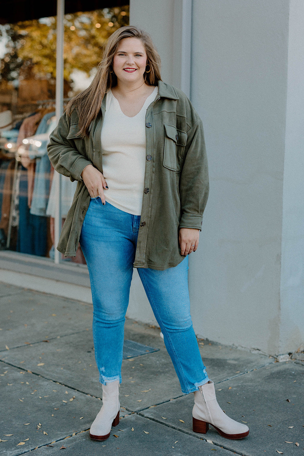 Victoria Olive Shacket (Sizes S-3XL)