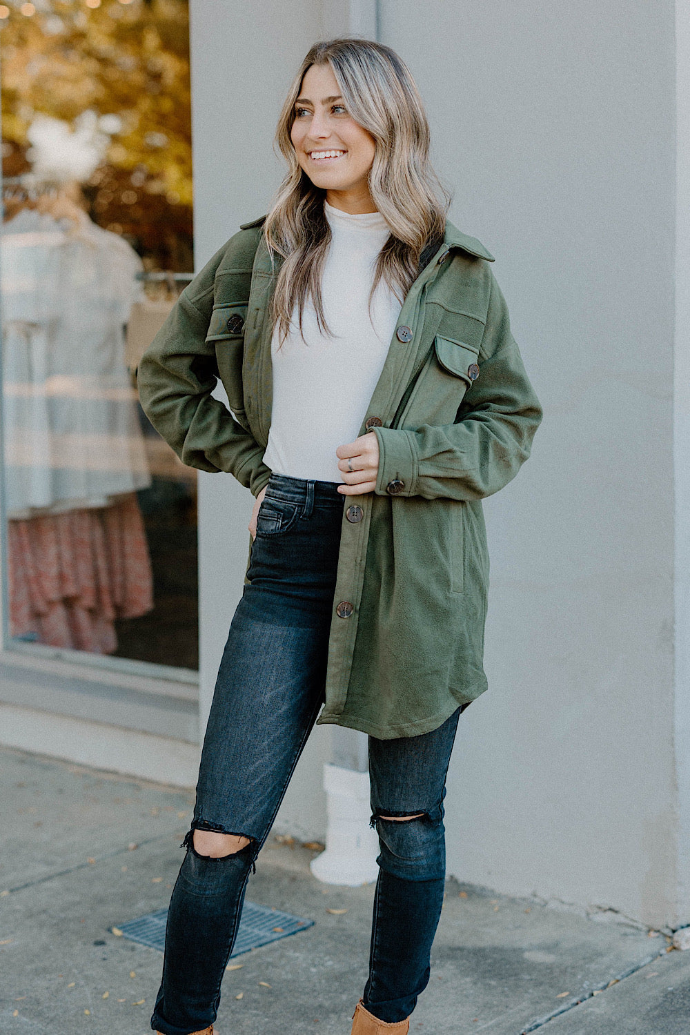 Victoria Olive Shacket (Sizes S-3XL)