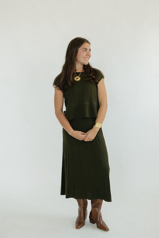 Sarah Olive Flowy Midi Dress (XS-XL)