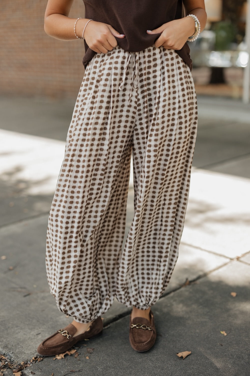 Glenn Mocha Geo Dot Harem Pant