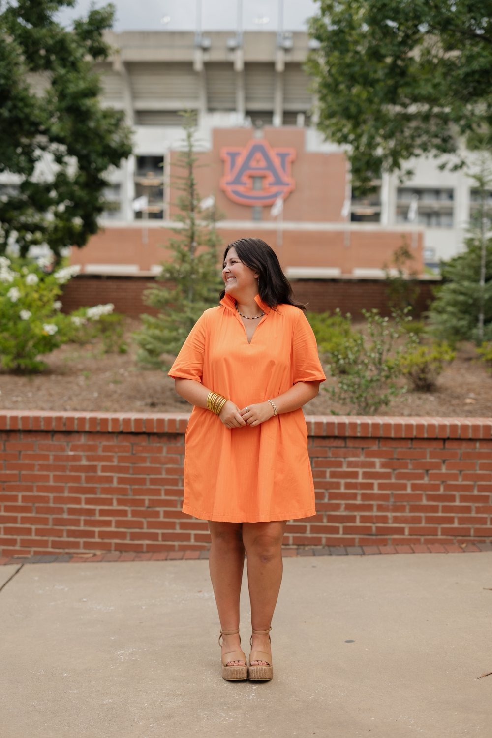 Olivia Orange Pinstripe Dress (S-3XL)