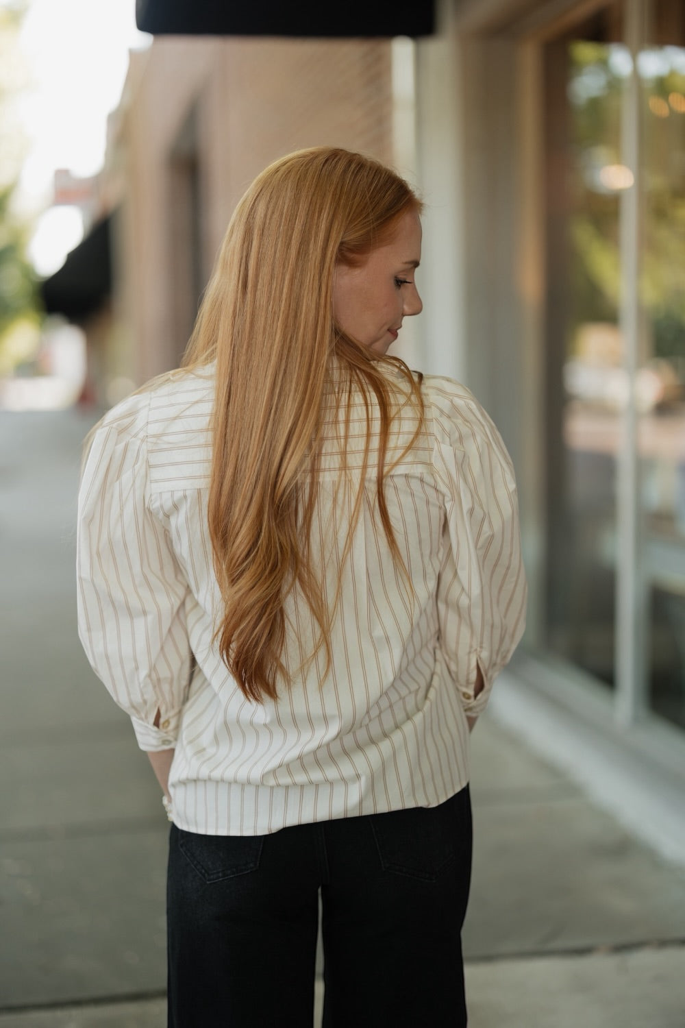 Kenzie Striped Ruffled Collar Blouse