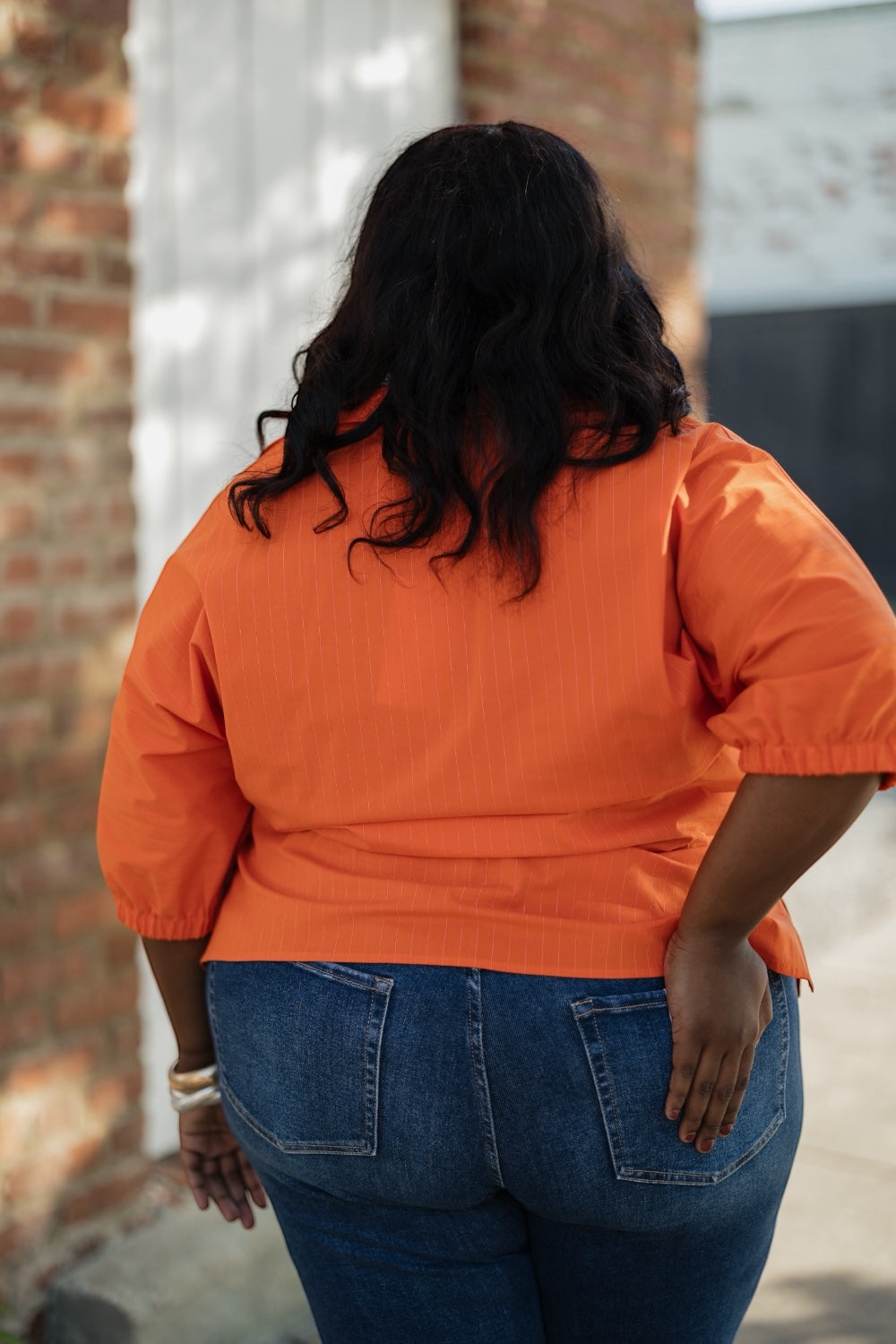 Sloan Orange Pinstripe Top (S-3XL)
