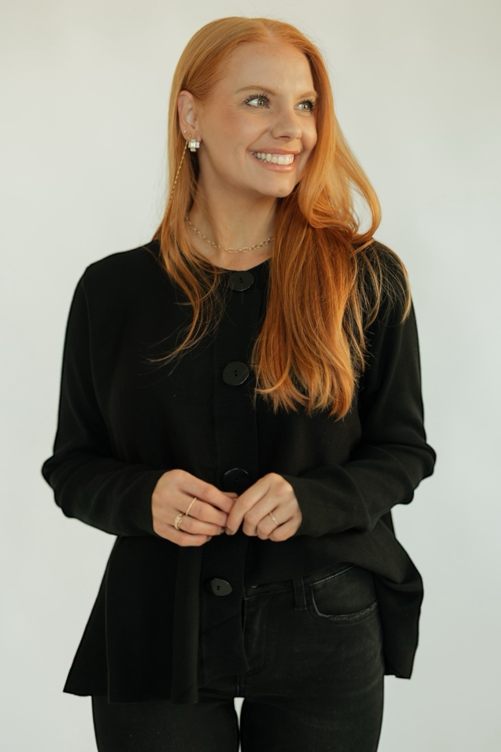 Black Flared Knit Cardigan (S-XL)