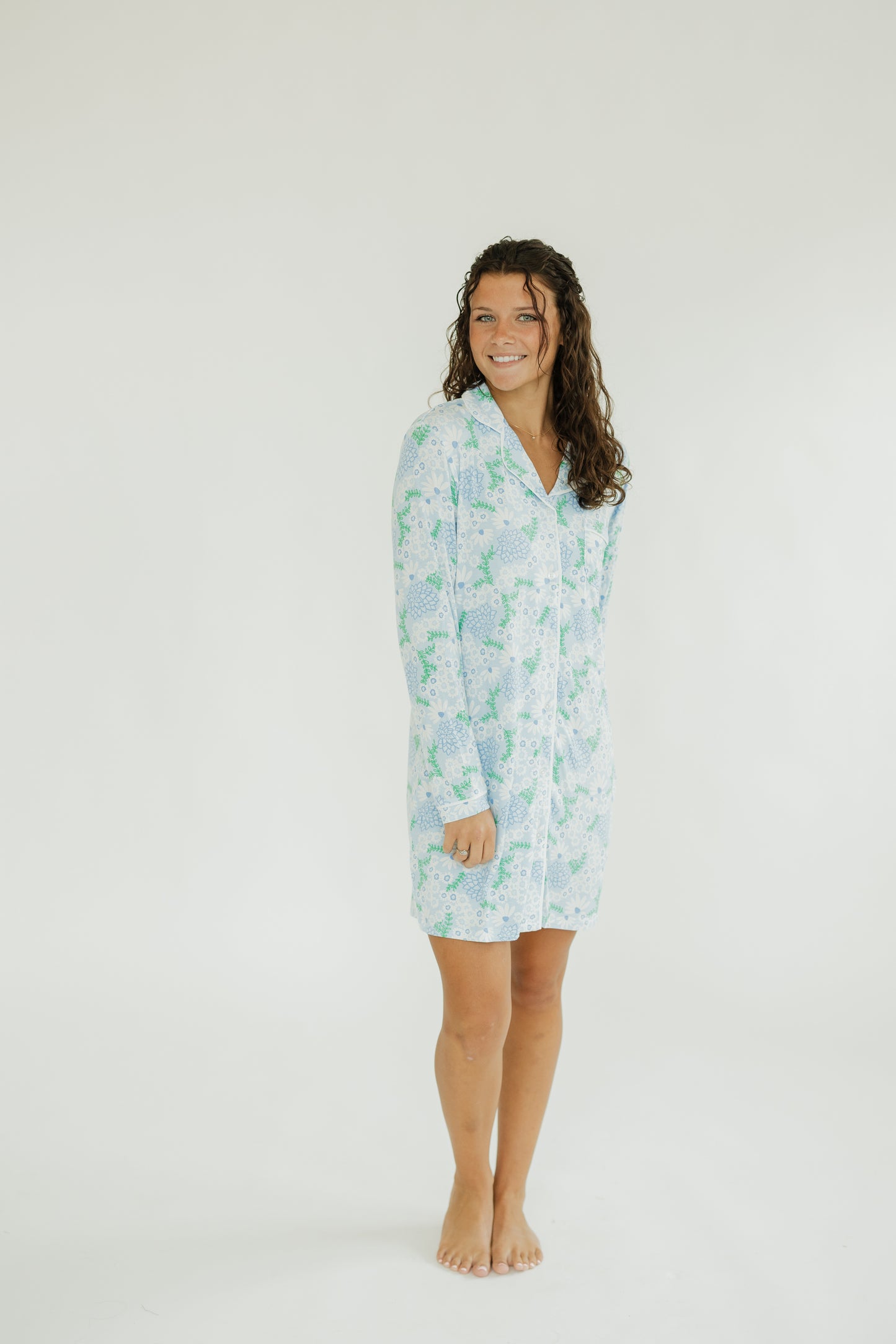 Charlotte Nightshirt in Daisy Chain Blue by Mary Square