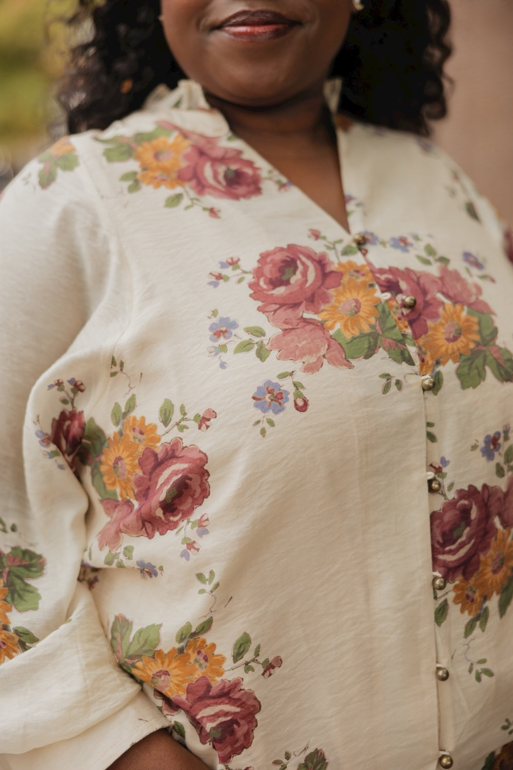 Merlot Floral Ruffle Collar Top (S-2XL)