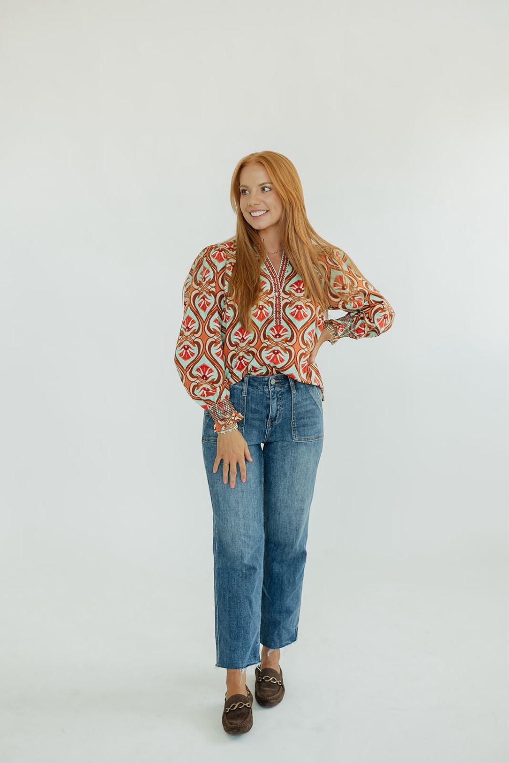 Ashley Geo Mint Blouse (XS-XL)